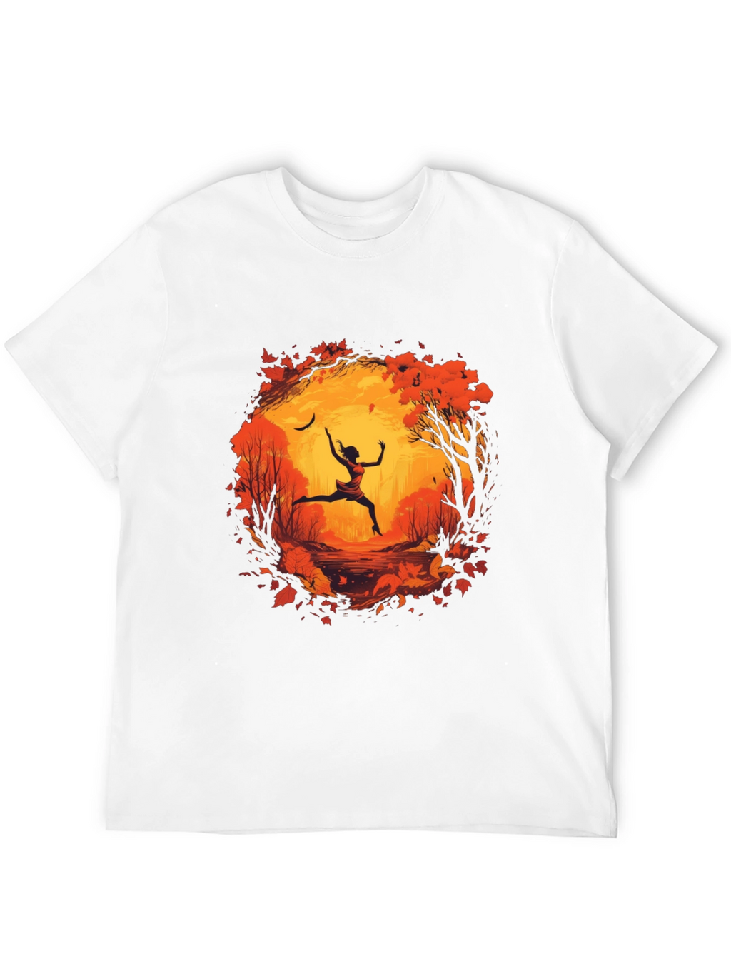 Autumnal Leap Mens Black Graphic Tee