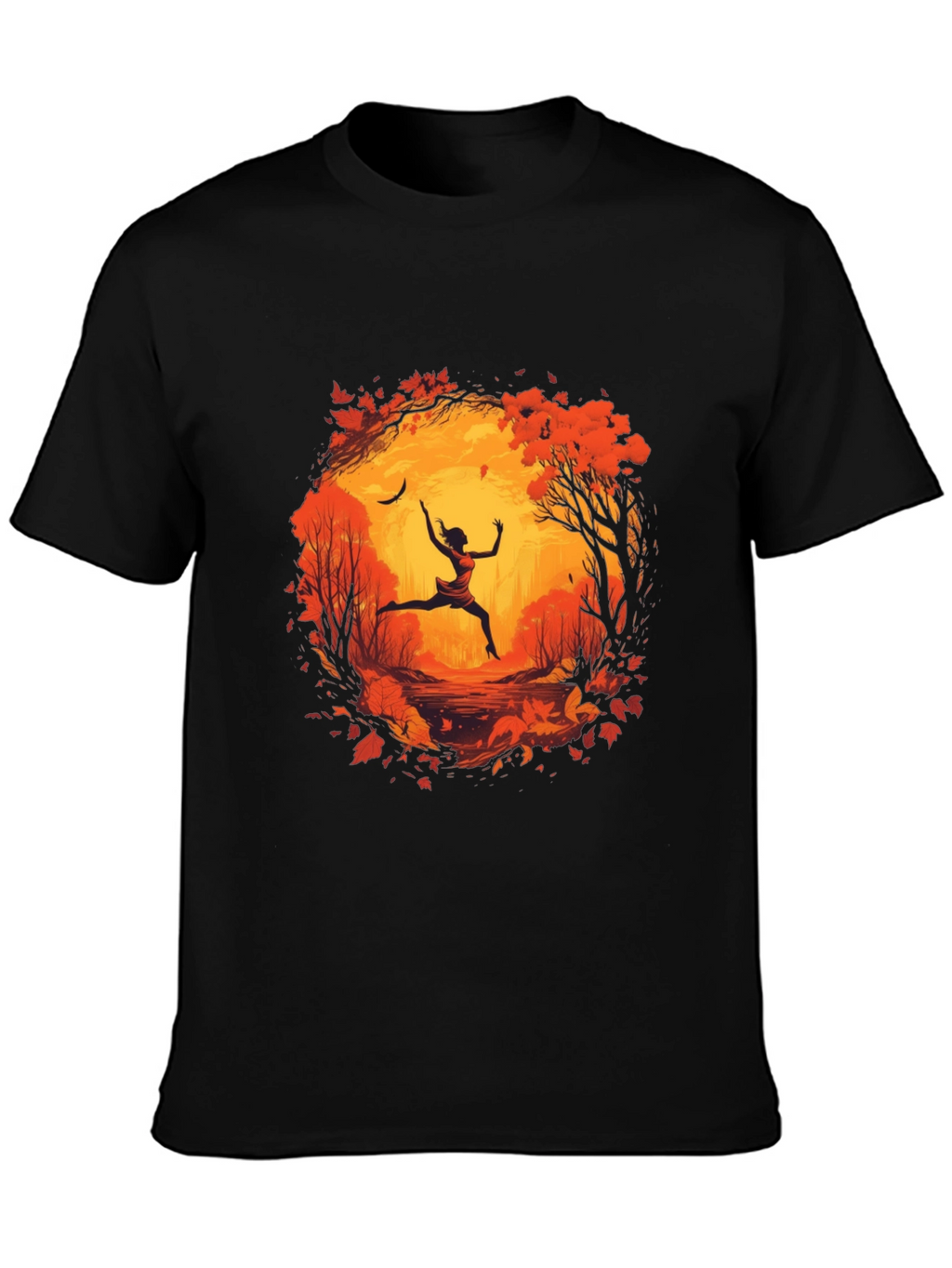 Autumnal Leap Mens Black Graphic Tee