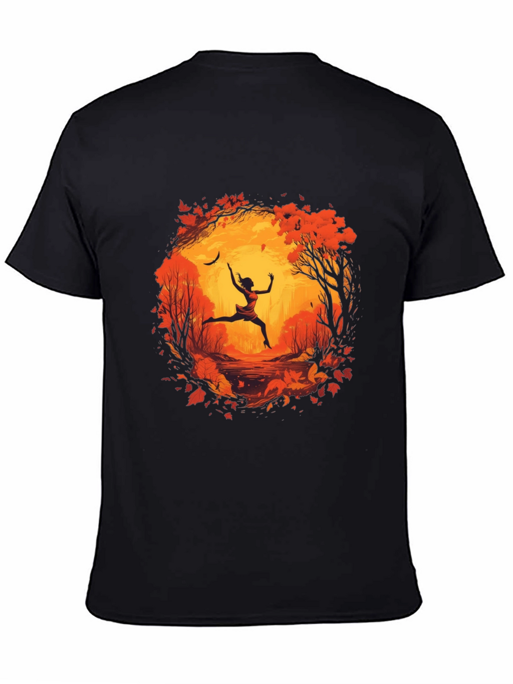 Autumnal Leap Mens Black Graphic Tee