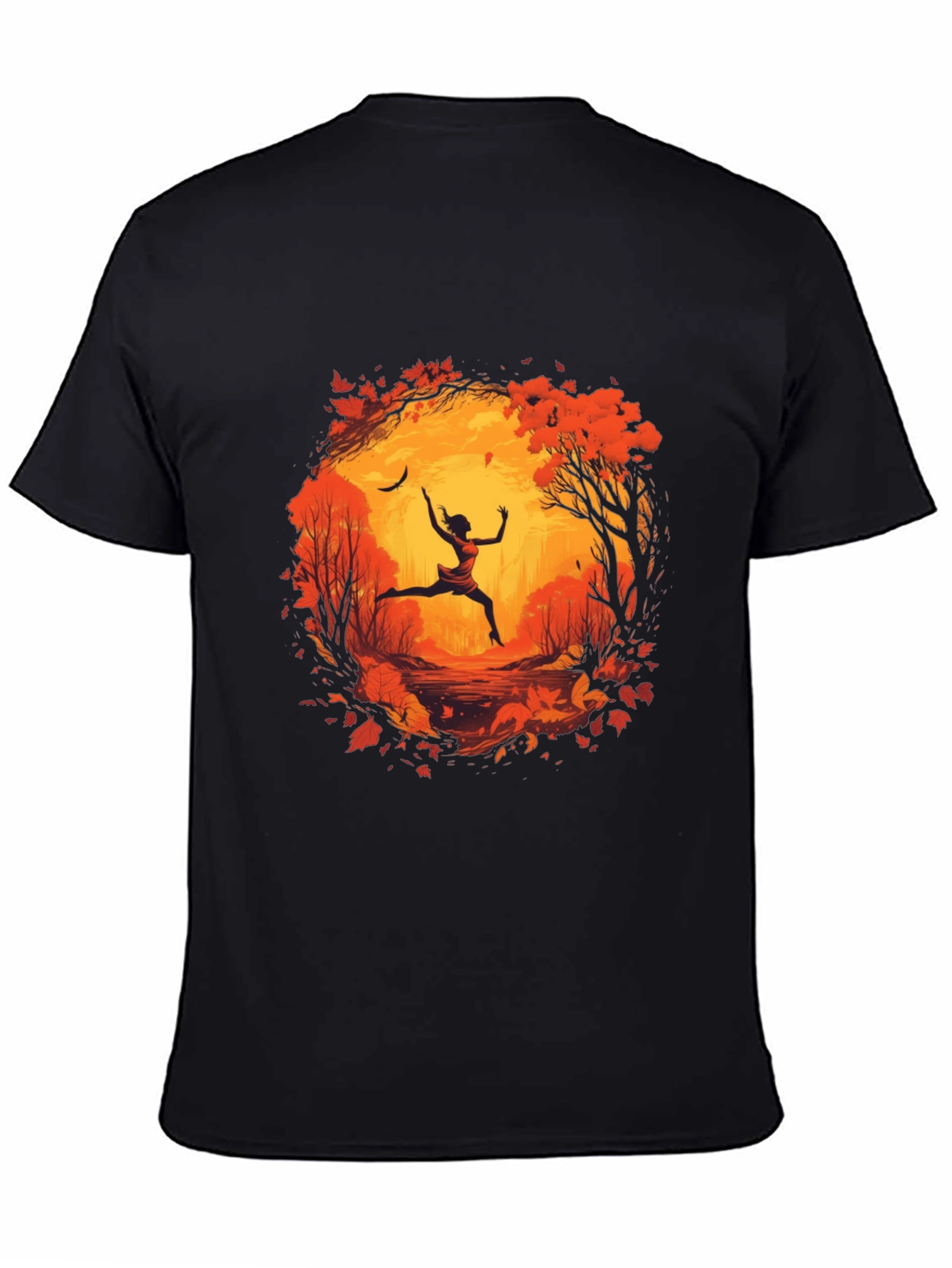 Autumnal Leap Mens Black Graphic Tee