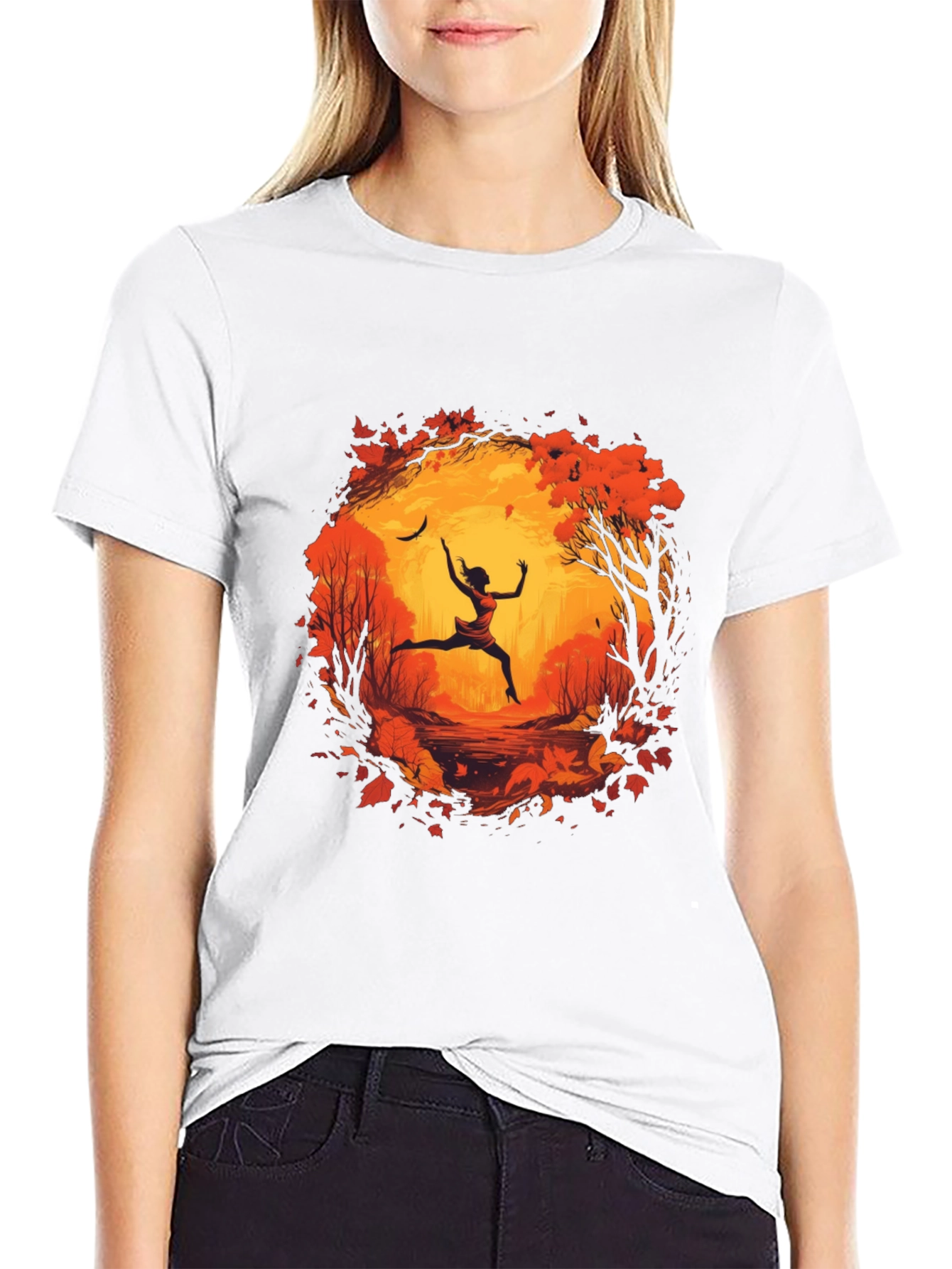 Autumnal Leap Mens Black Graphic Tee