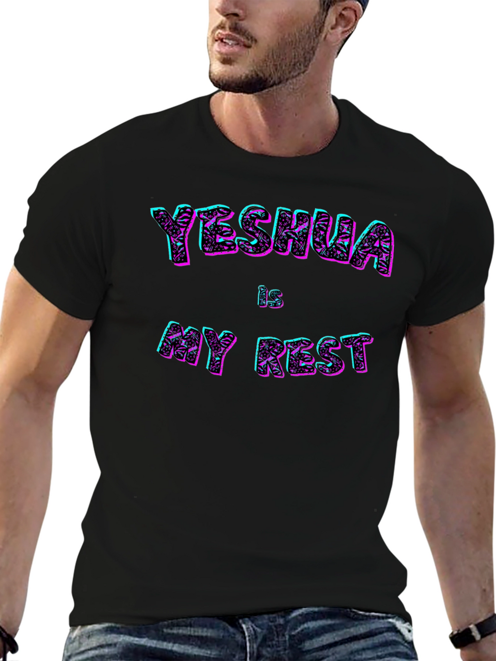 Yeshua is My Rest Black T-Shirt Graphic Print