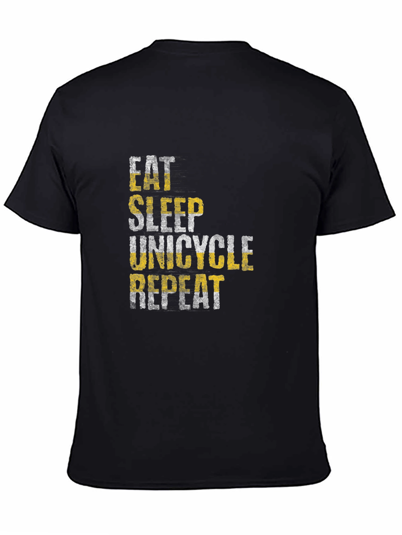 Eat Sleep Unicycle Repeat Black Graphic Tee