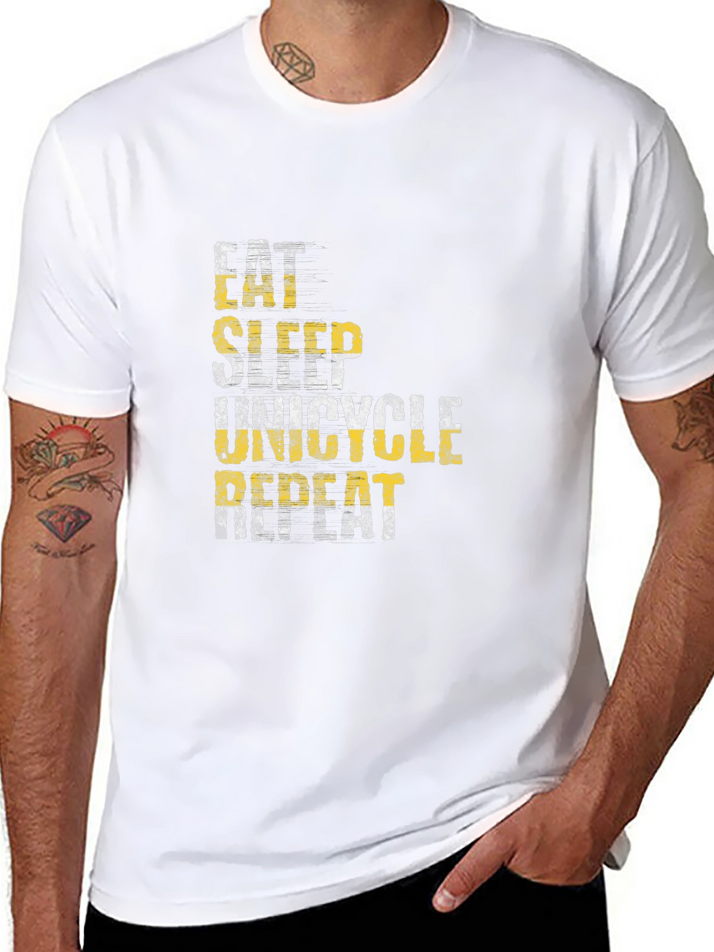 Eat Sleep Unicycle Repeat Black Graphic Tee