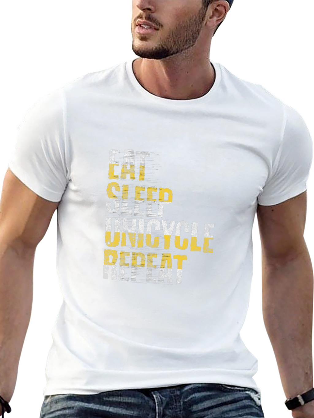 Eat Sleep Unicycle Repeat Black Graphic Tee