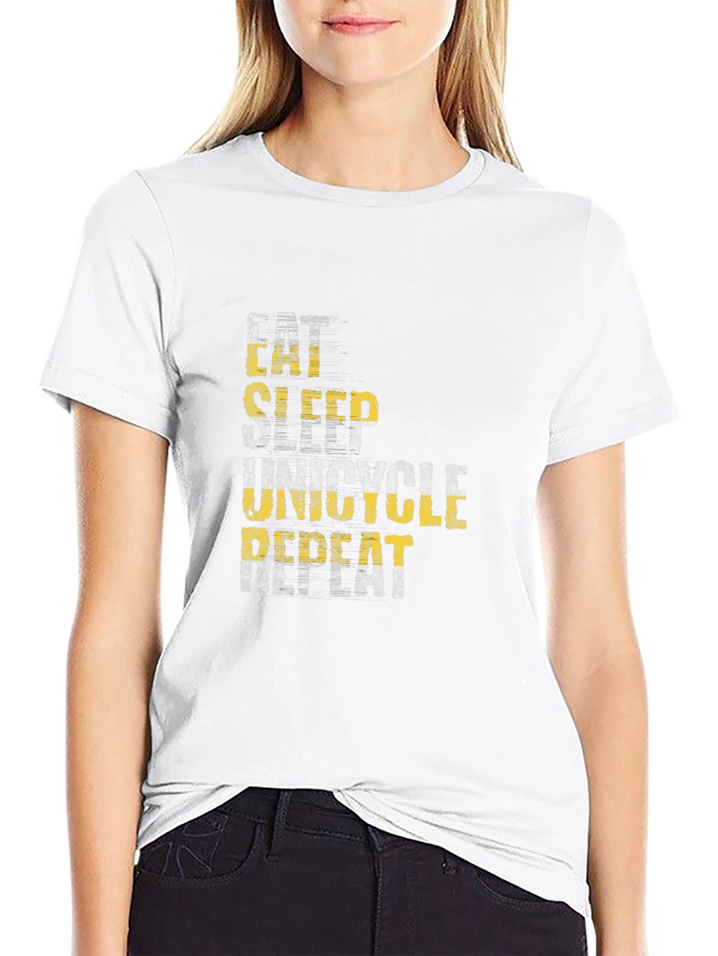 Eat Sleep Unicycle Repeat Black Graphic Tee