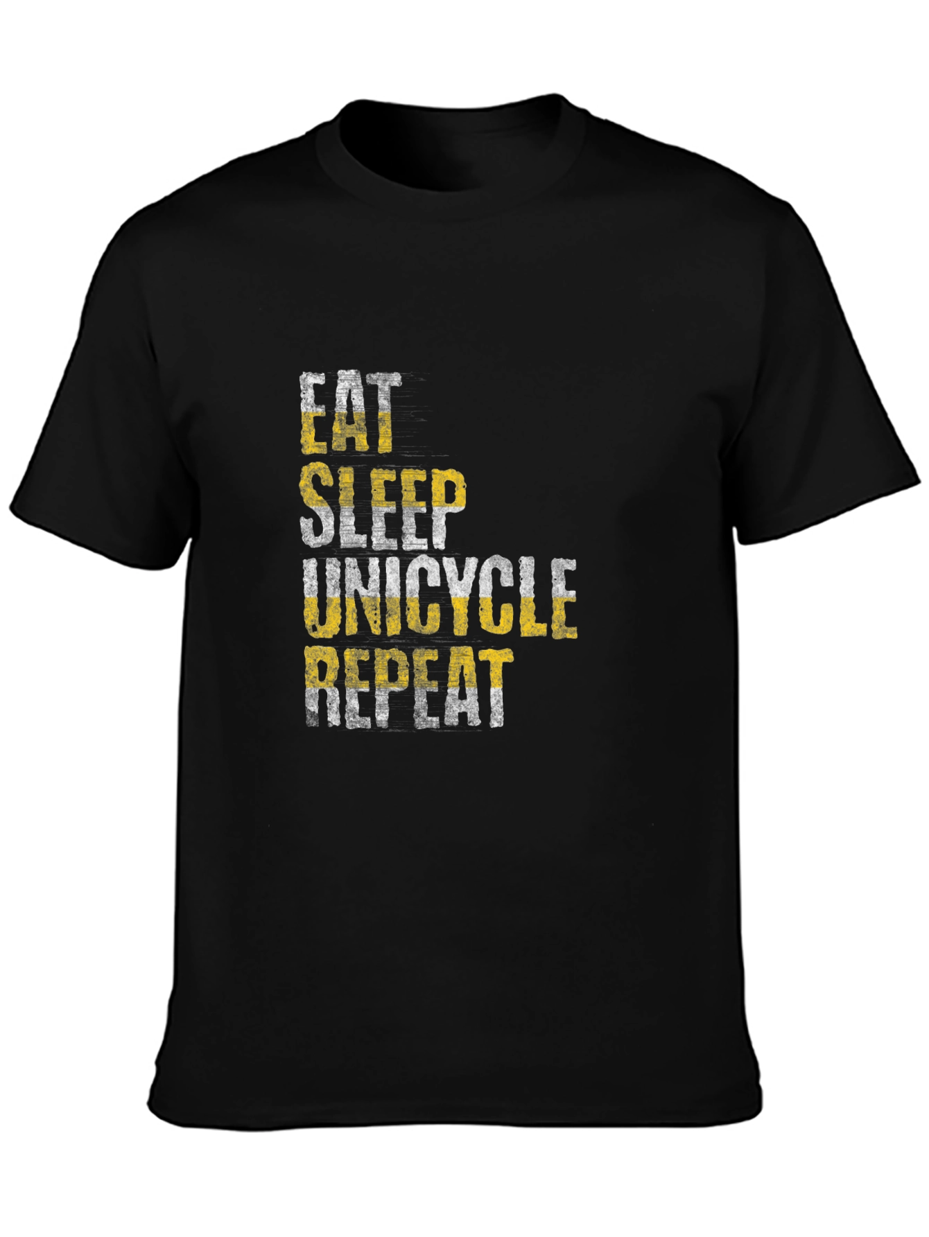 Eat Sleep Unicycle Repeat Black Graphic Tee