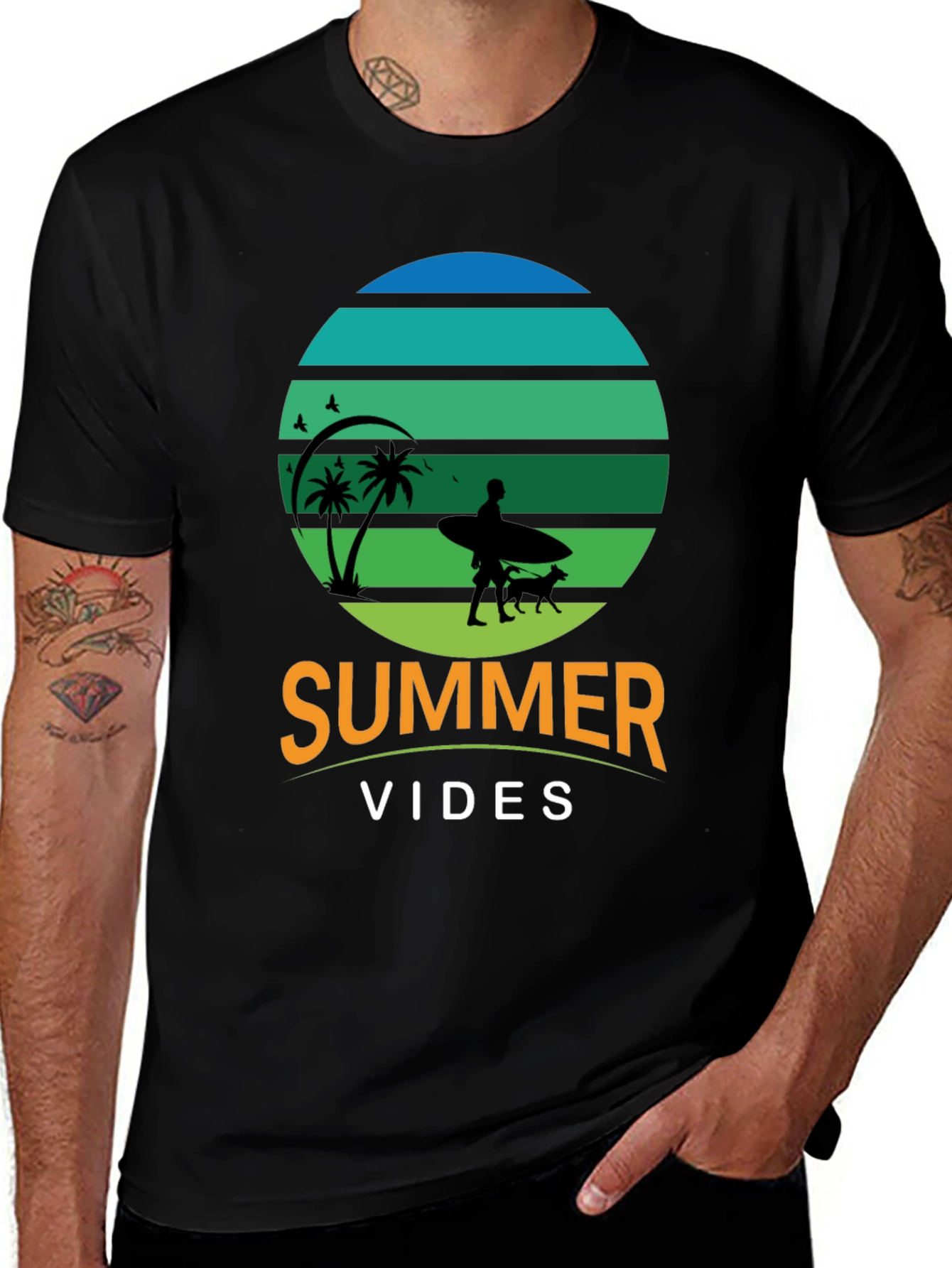 Summer Vibes Surf Dog T-Shirt – Retro Beach Dog Lover Tee