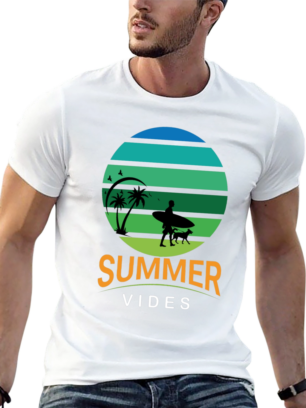 Summer Vibes Surf Dog T-Shirt – Retro Beach Dog Lover Tee