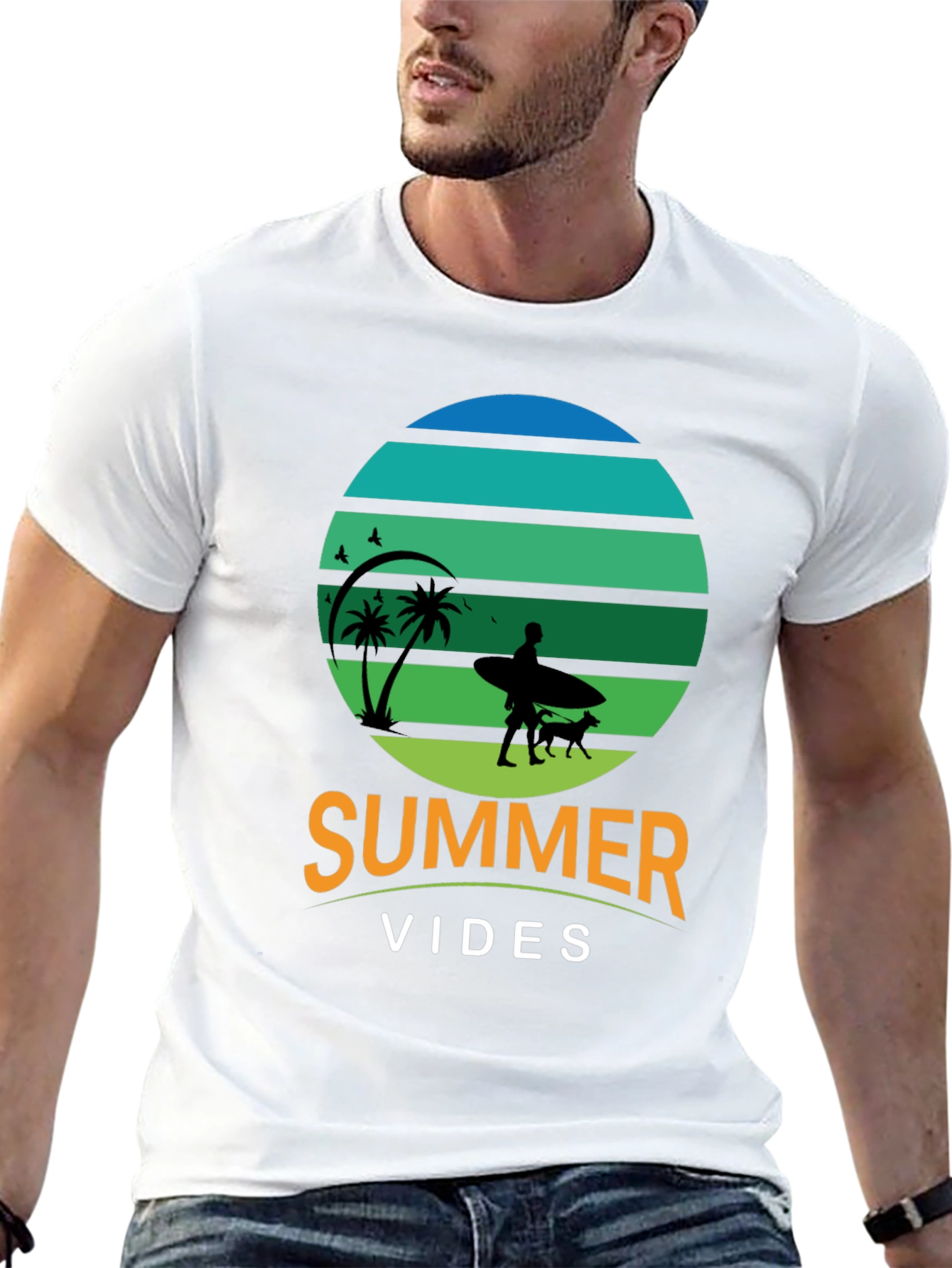 Summer Vibes Surf Dog T-Shirt – Retro Beach Dog Lover Tee