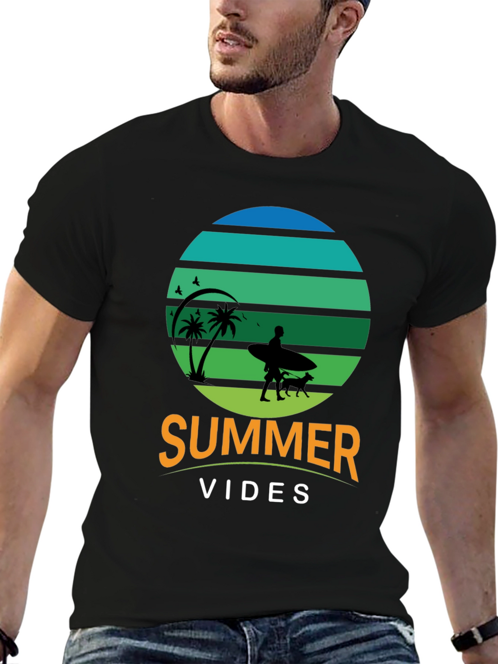 Summer Vibes Surf Dog T-Shirt – Retro Beach Dog Lover Tee