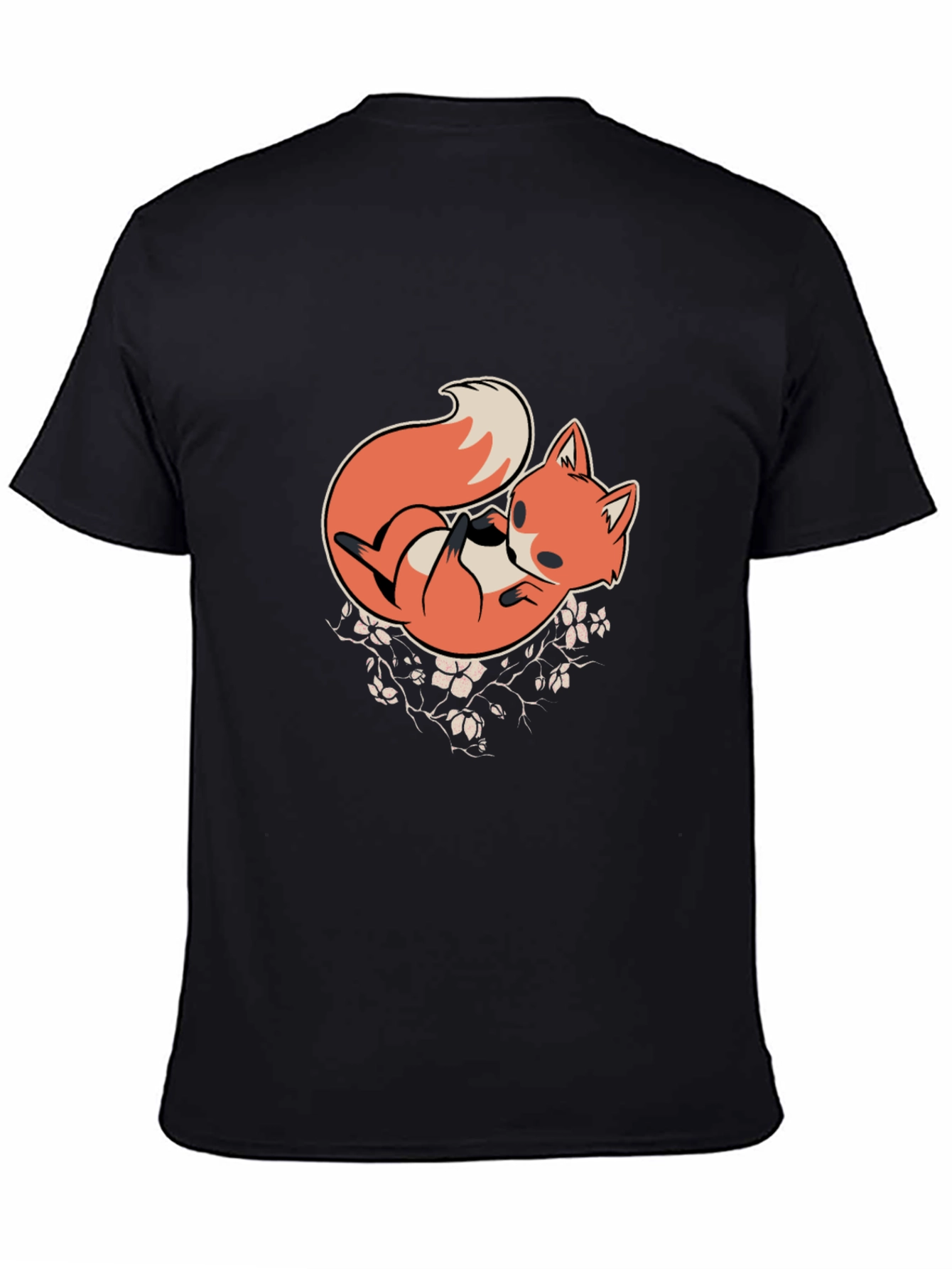 Fox Graphic Print T-Shirt - Black Casual