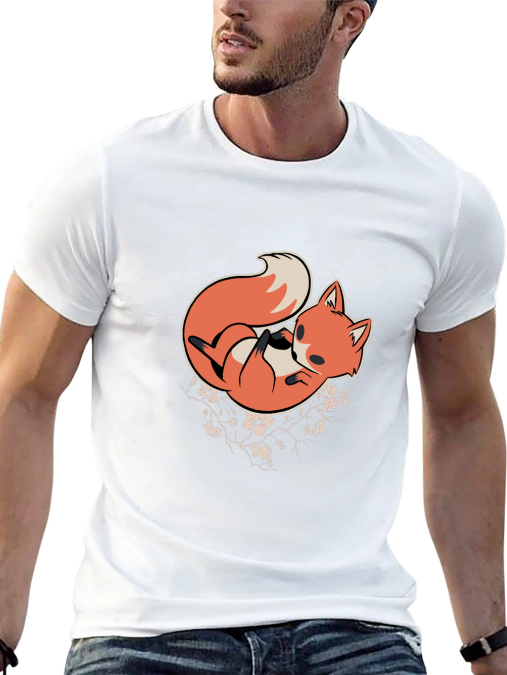 Fox Graphic Print T-Shirt - Black Casual