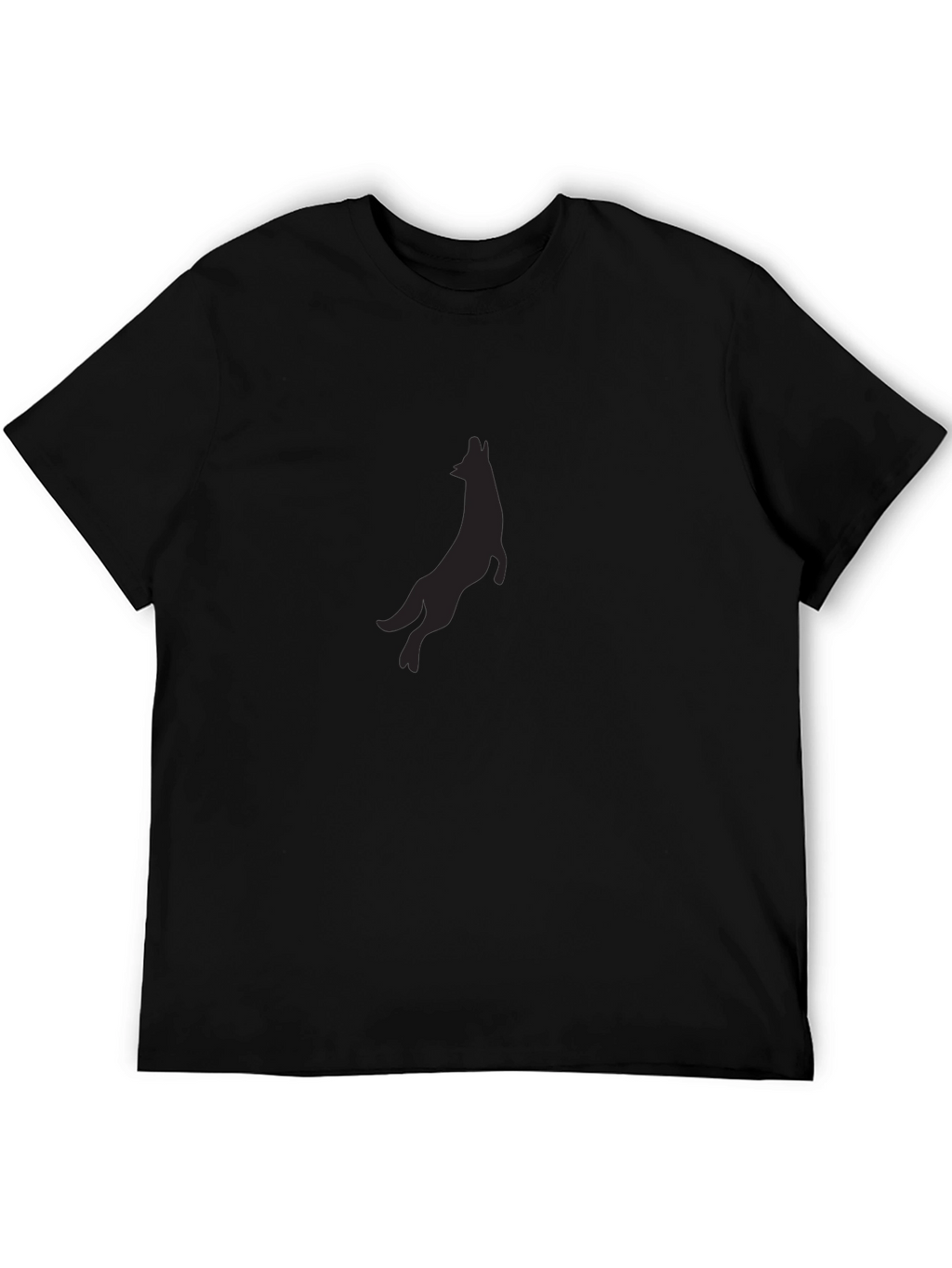 Black T-Shirt with Wolf Silhouette