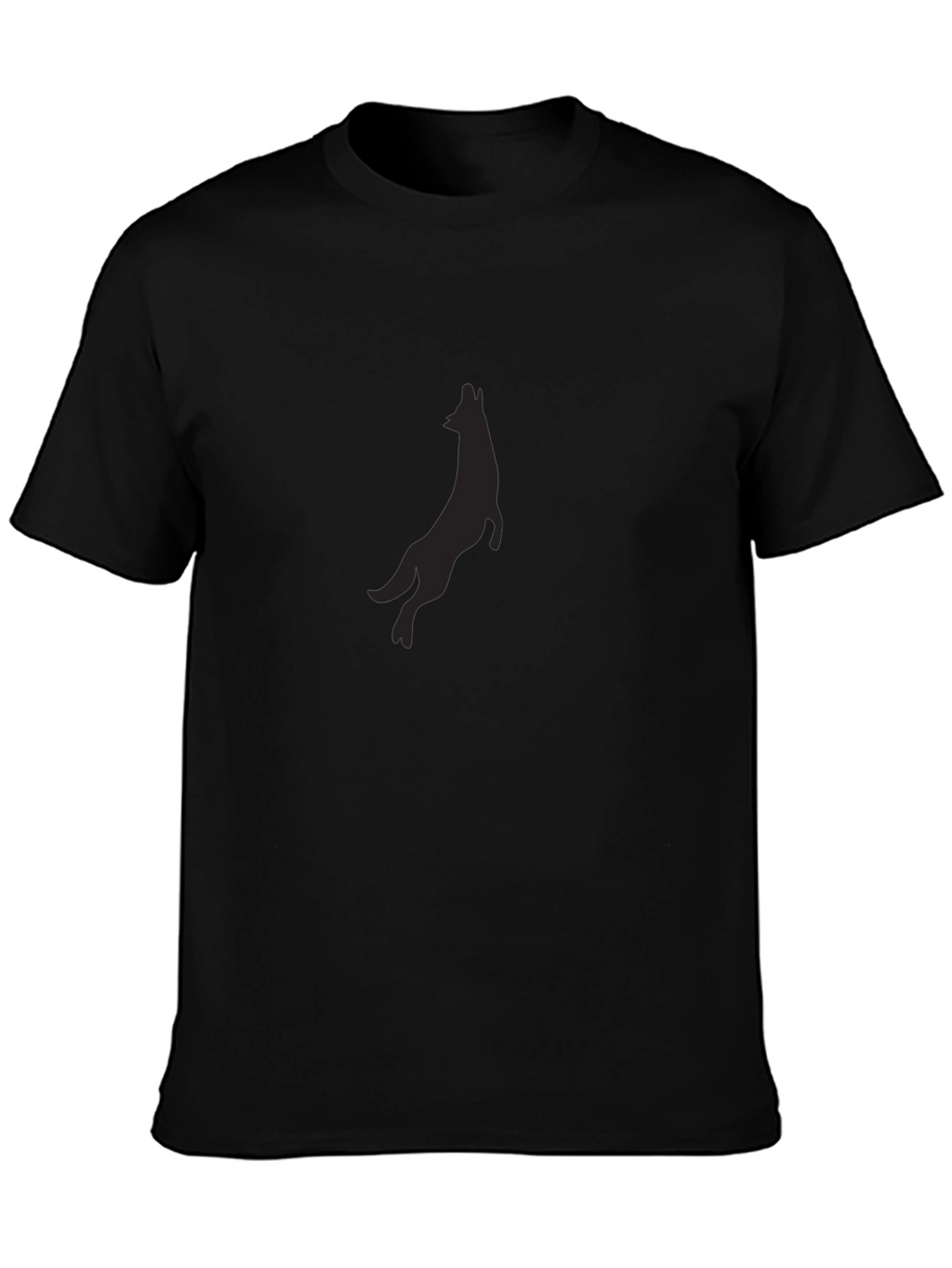 Black T-Shirt with Wolf Silhouette