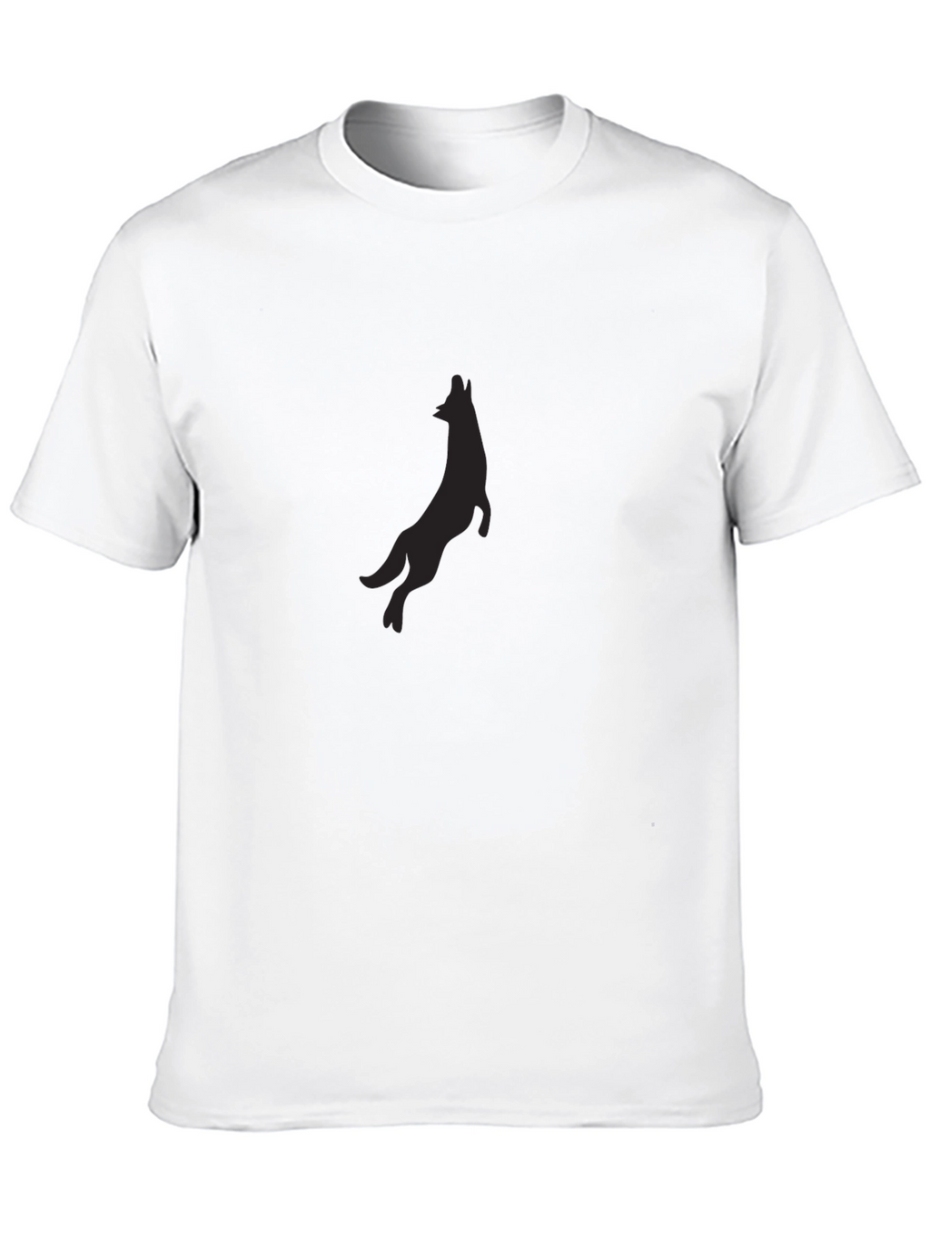 Black T-Shirt with Wolf Silhouette