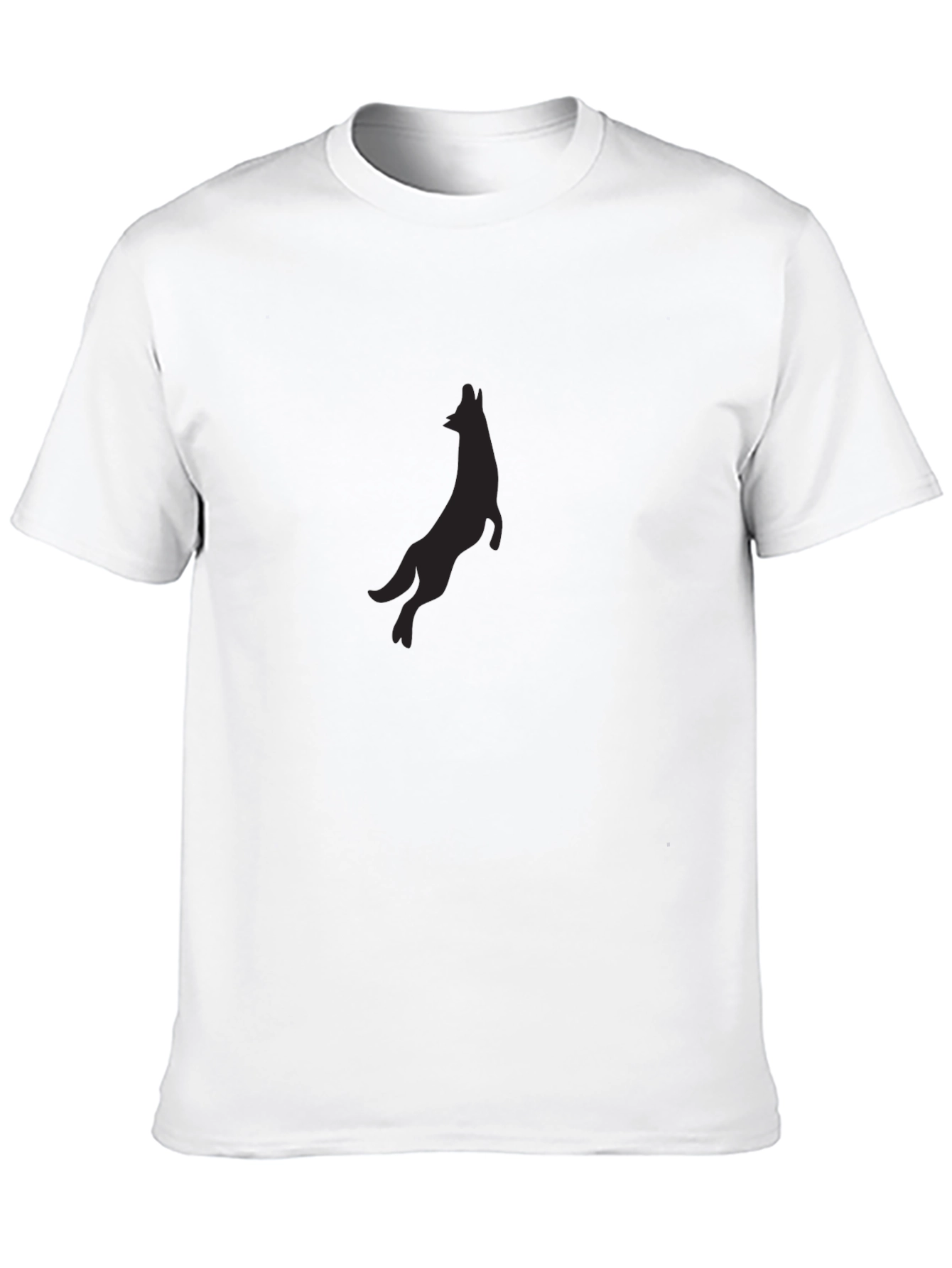 Black T-Shirt with Wolf Silhouette