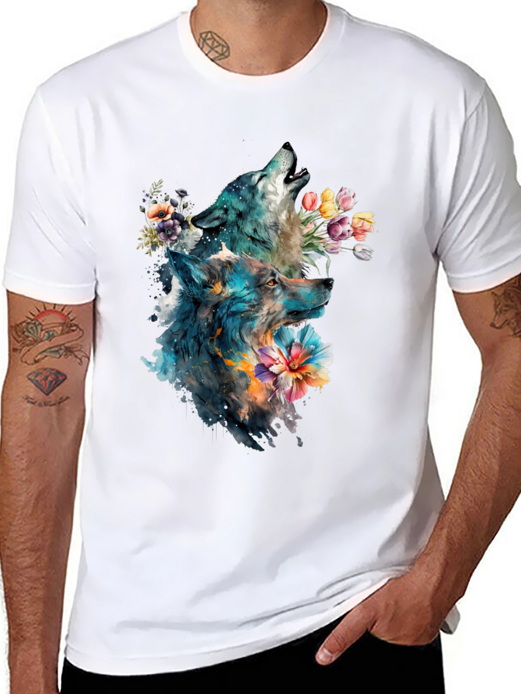 Wolf & Floral Graphic Tee