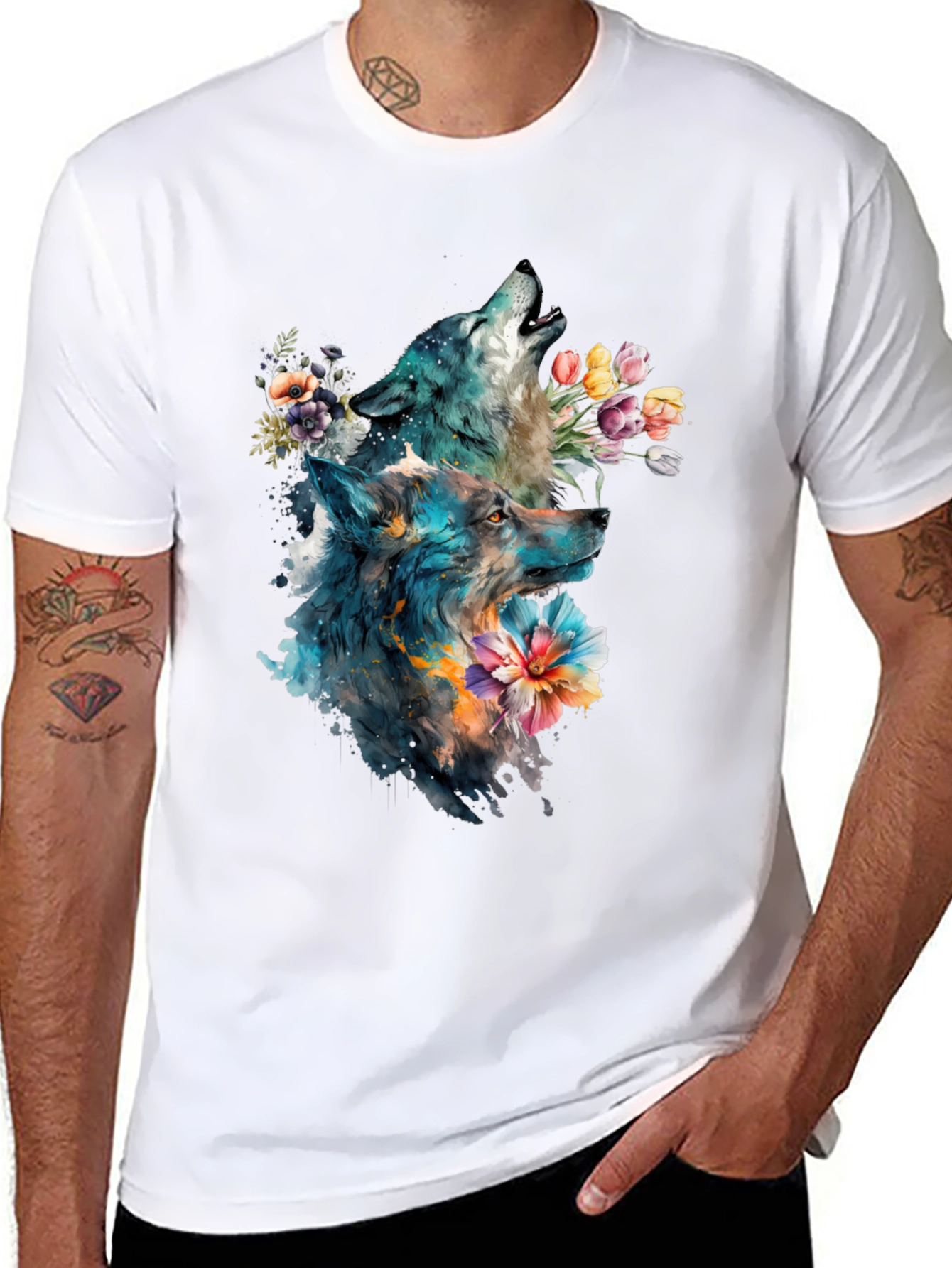 Wolf & Floral Graphic Tee