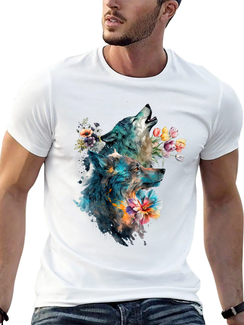 Wolf & Floral Graphic Tee