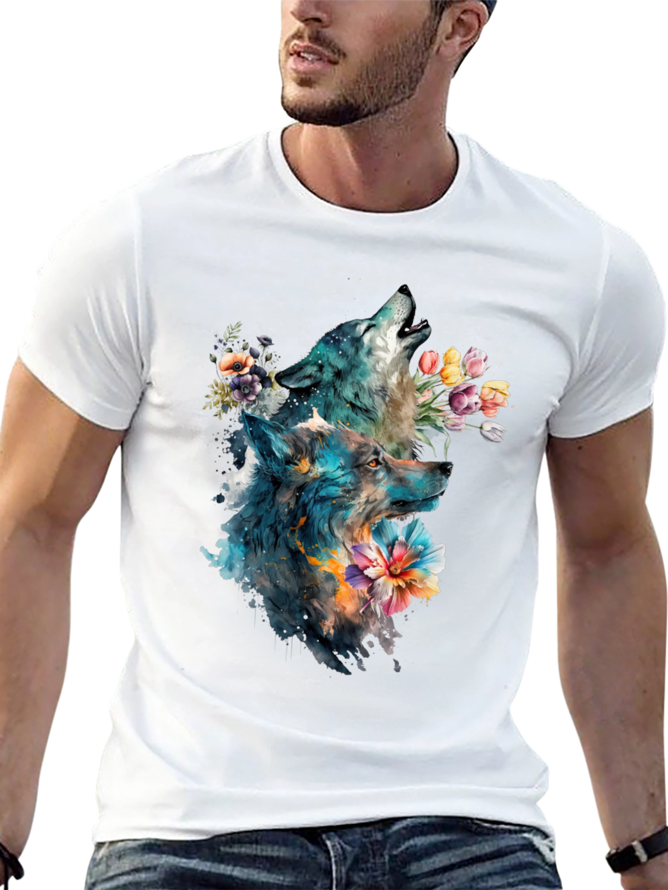 Wolf & Floral Graphic Tee
