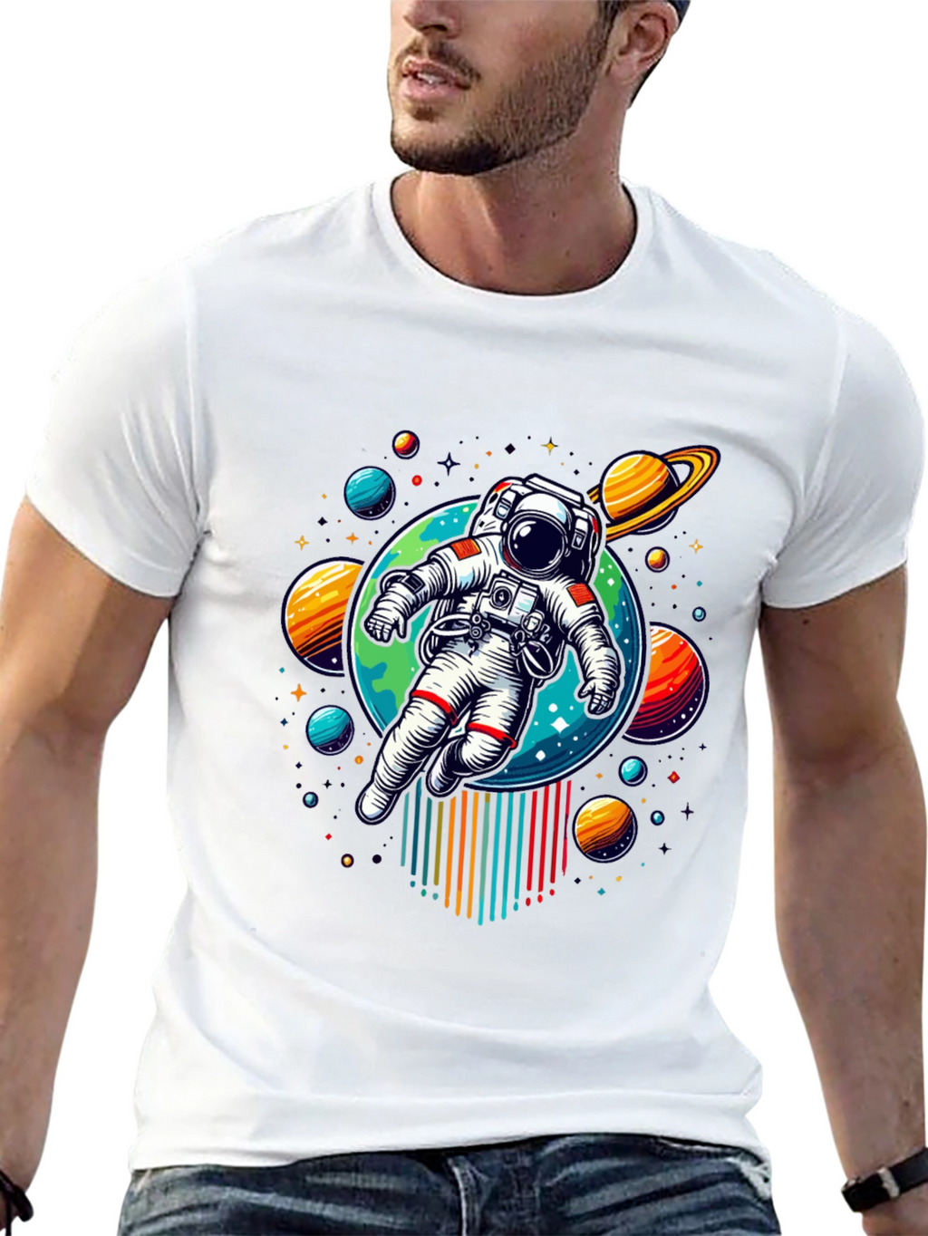 Astronaut Galaxy Graphic Print T-Shirt