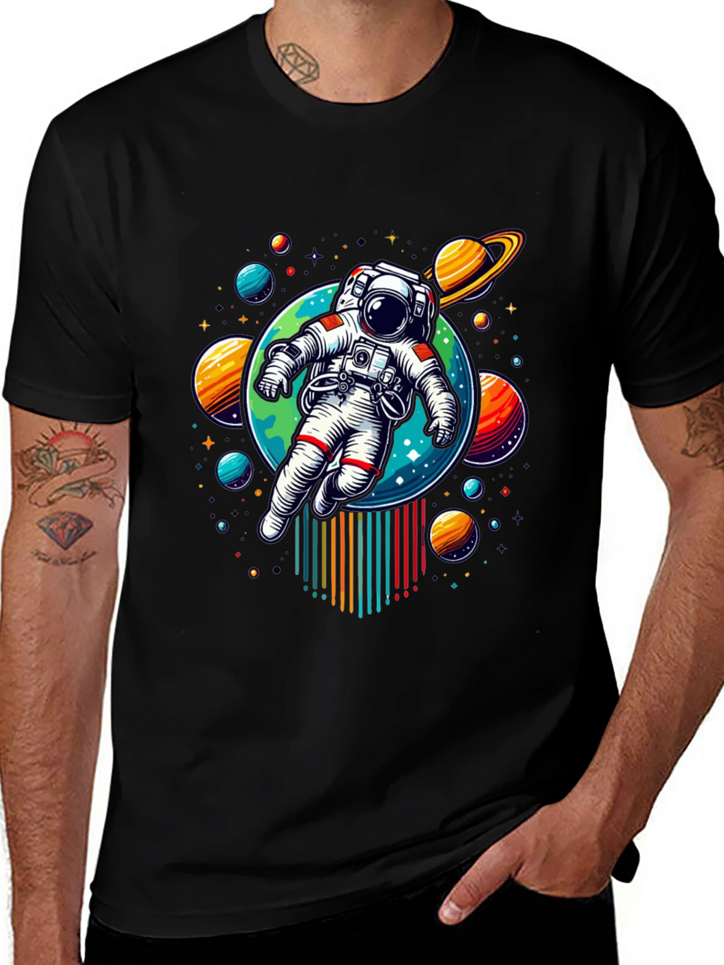 Astronaut Galaxy Graphic Print T-Shirt