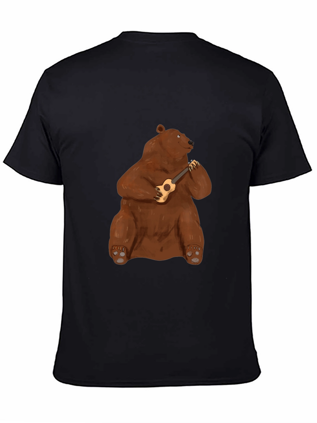 Bear Playing Ukulele Black T-Shirt
