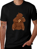 Bear Playing Ukulele Black T-Shirt