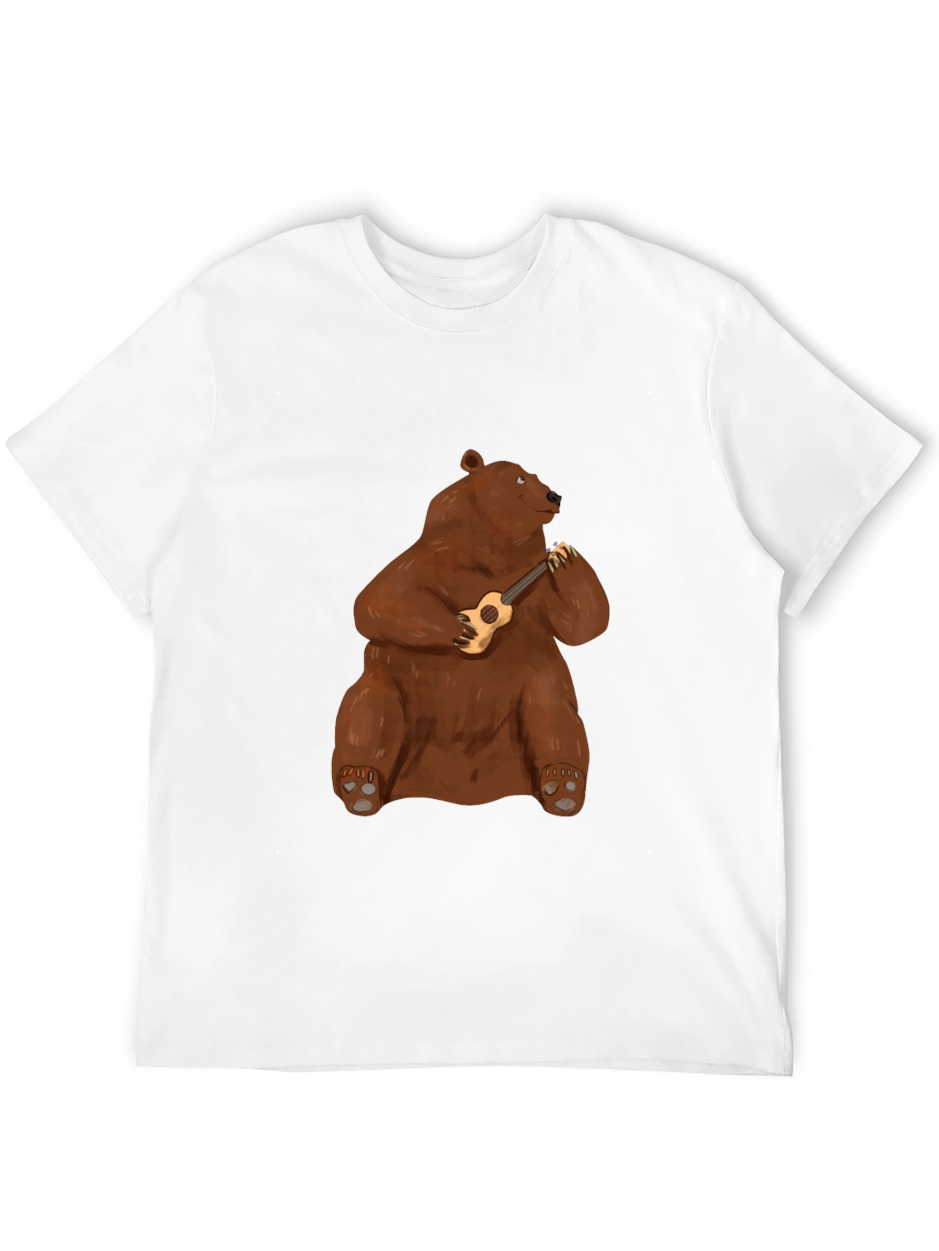 Bear Playing Ukulele Black T-Shirt