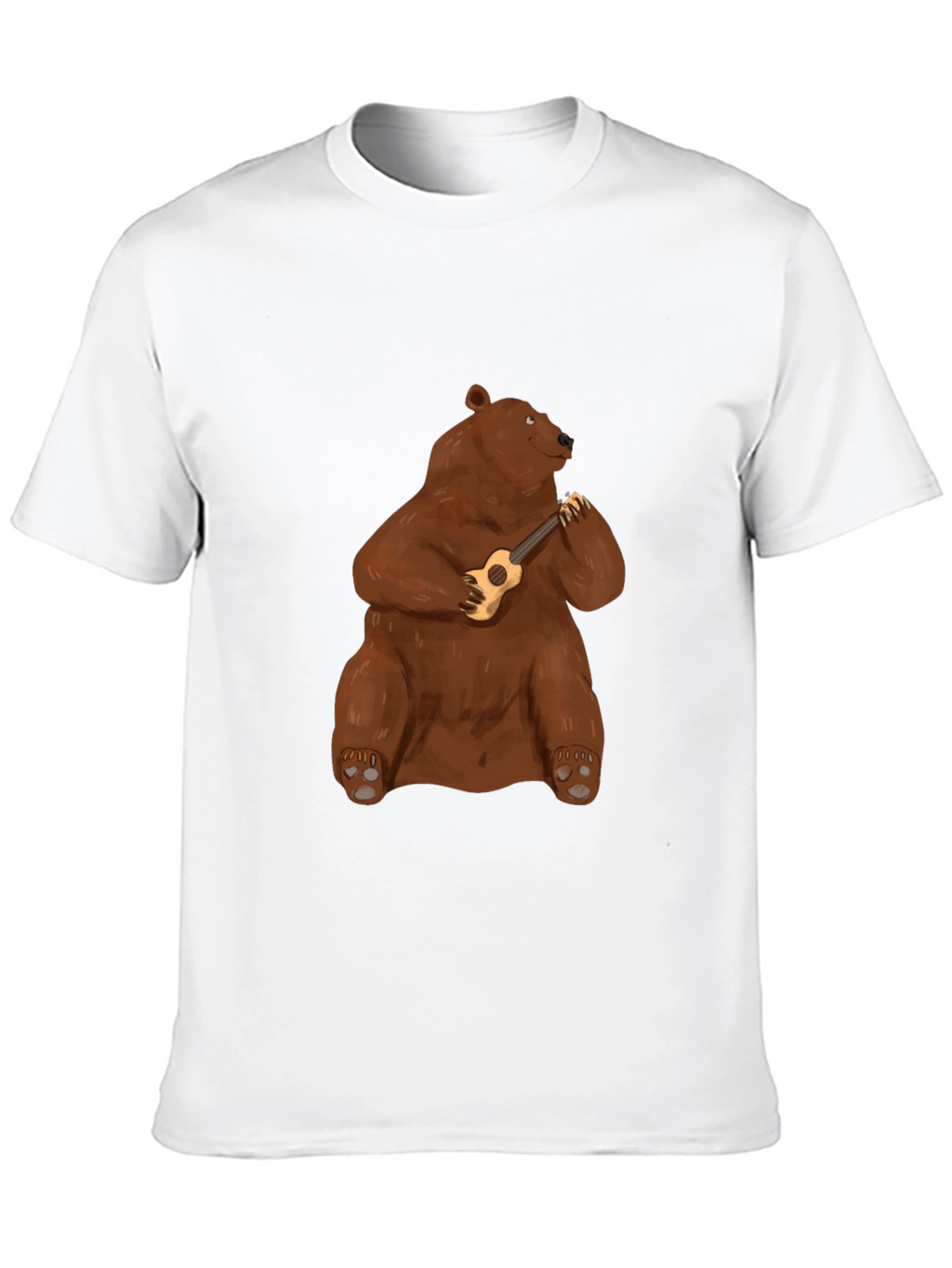 Bear Playing Ukulele Black T-Shirt