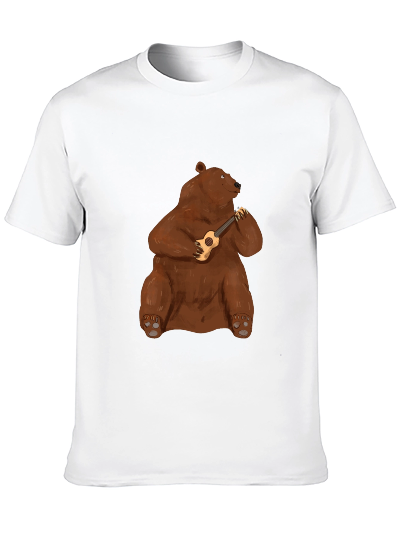 Bear Playing Ukulele Black T-Shirt