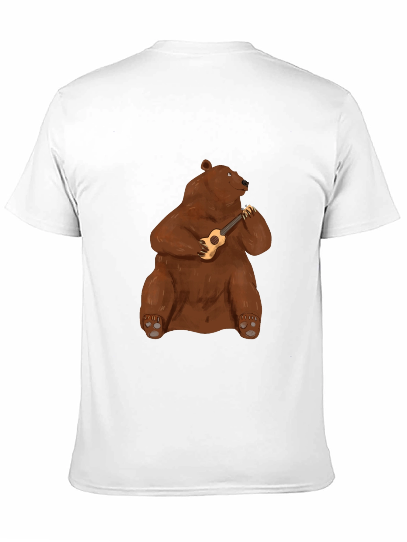 Bear Playing Ukulele Black T-Shirt