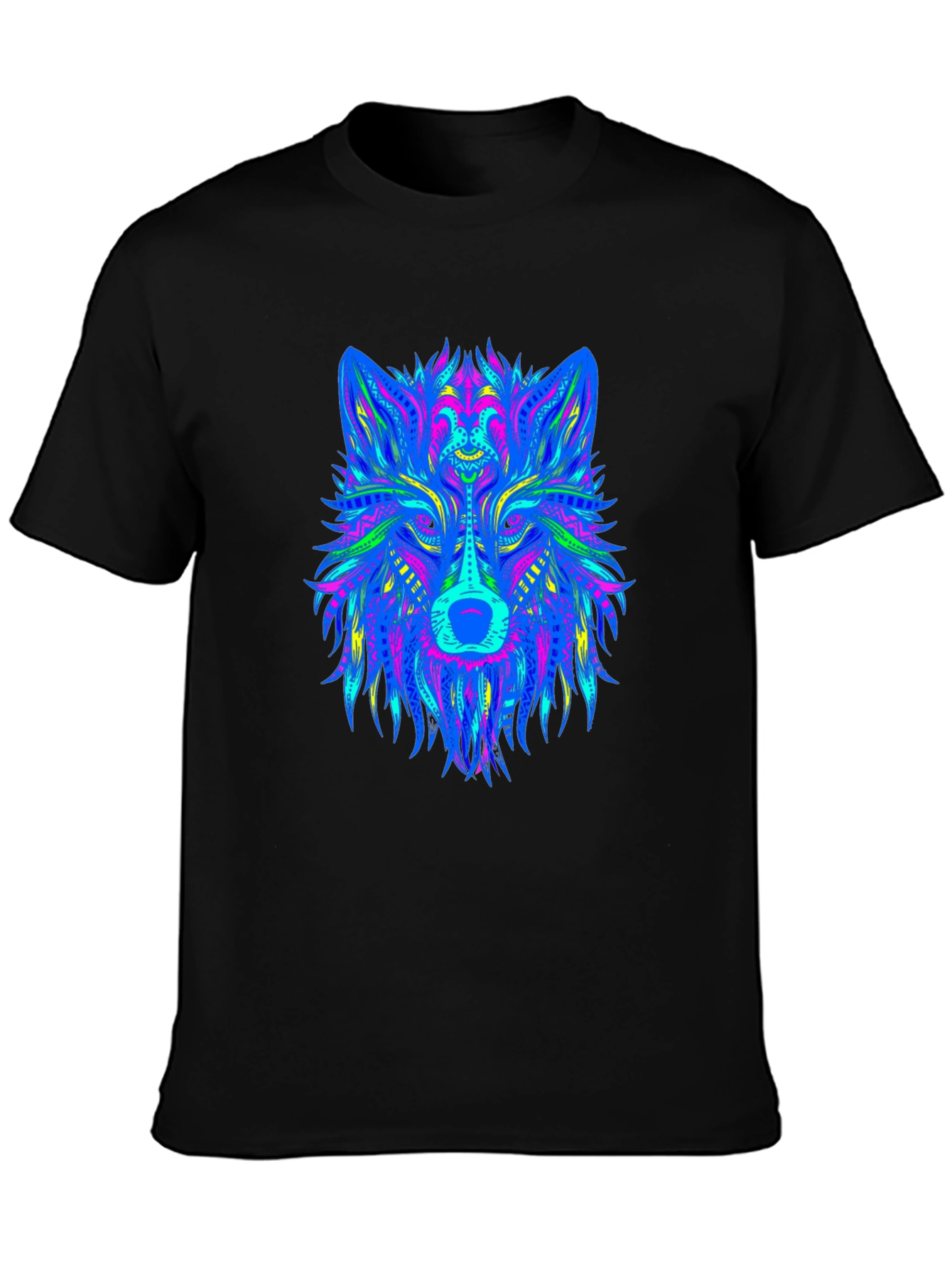Neon Wolf Graphic Black T-Shirt