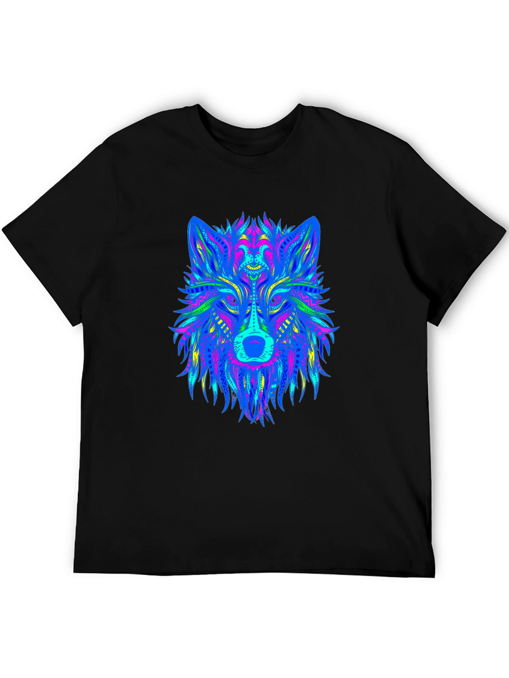 Neon Wolf Graphic Black T-Shirt