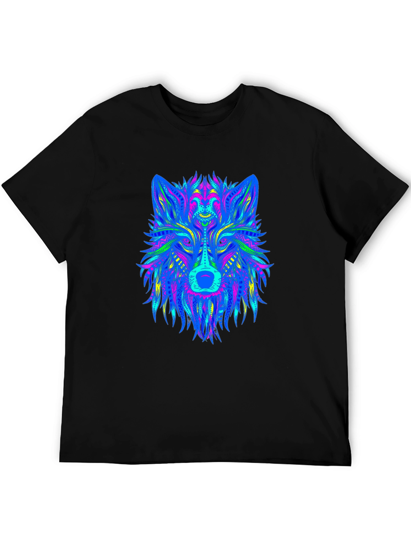 Neon Wolf Graphic Black T-Shirt