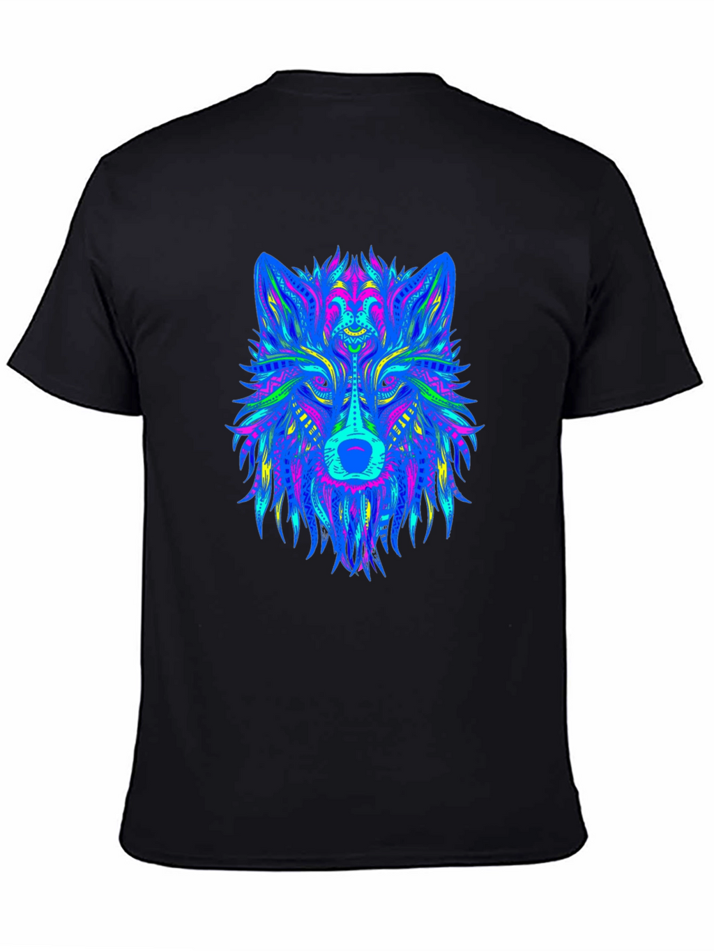 Neon Wolf Graphic Black T-Shirt