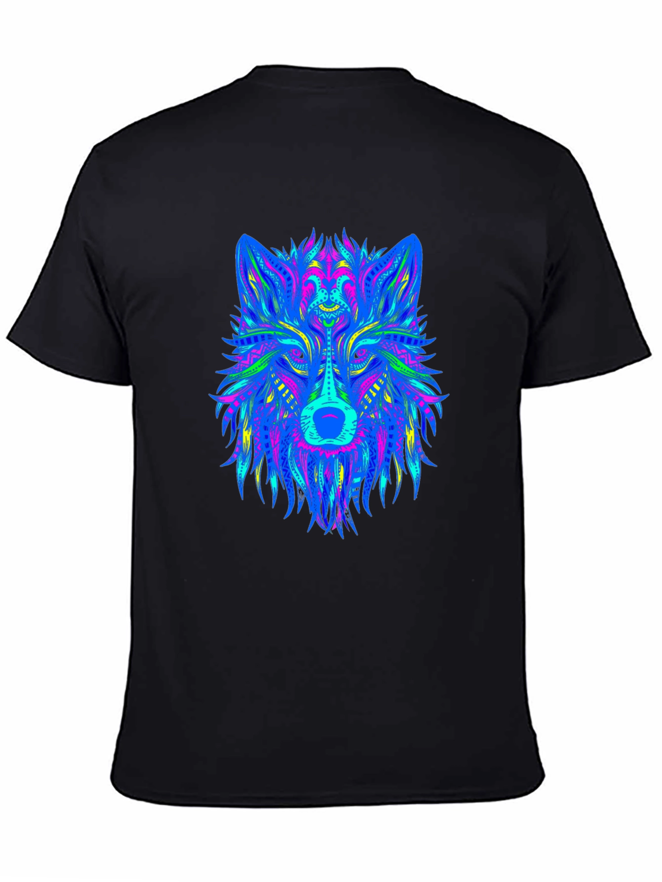 Neon Wolf Graphic Black T-Shirt
