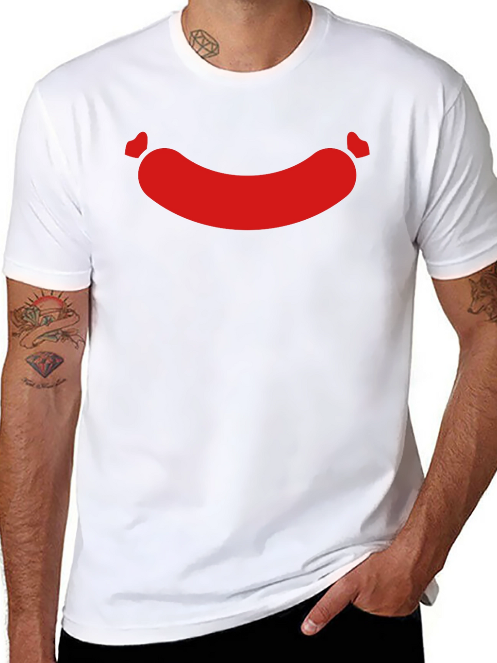 Funny Sausage Graphic Tee - Casual Black T-Shirt