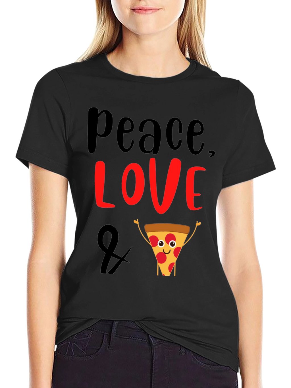 Peace Love and Pizza Graphic T-Shirt