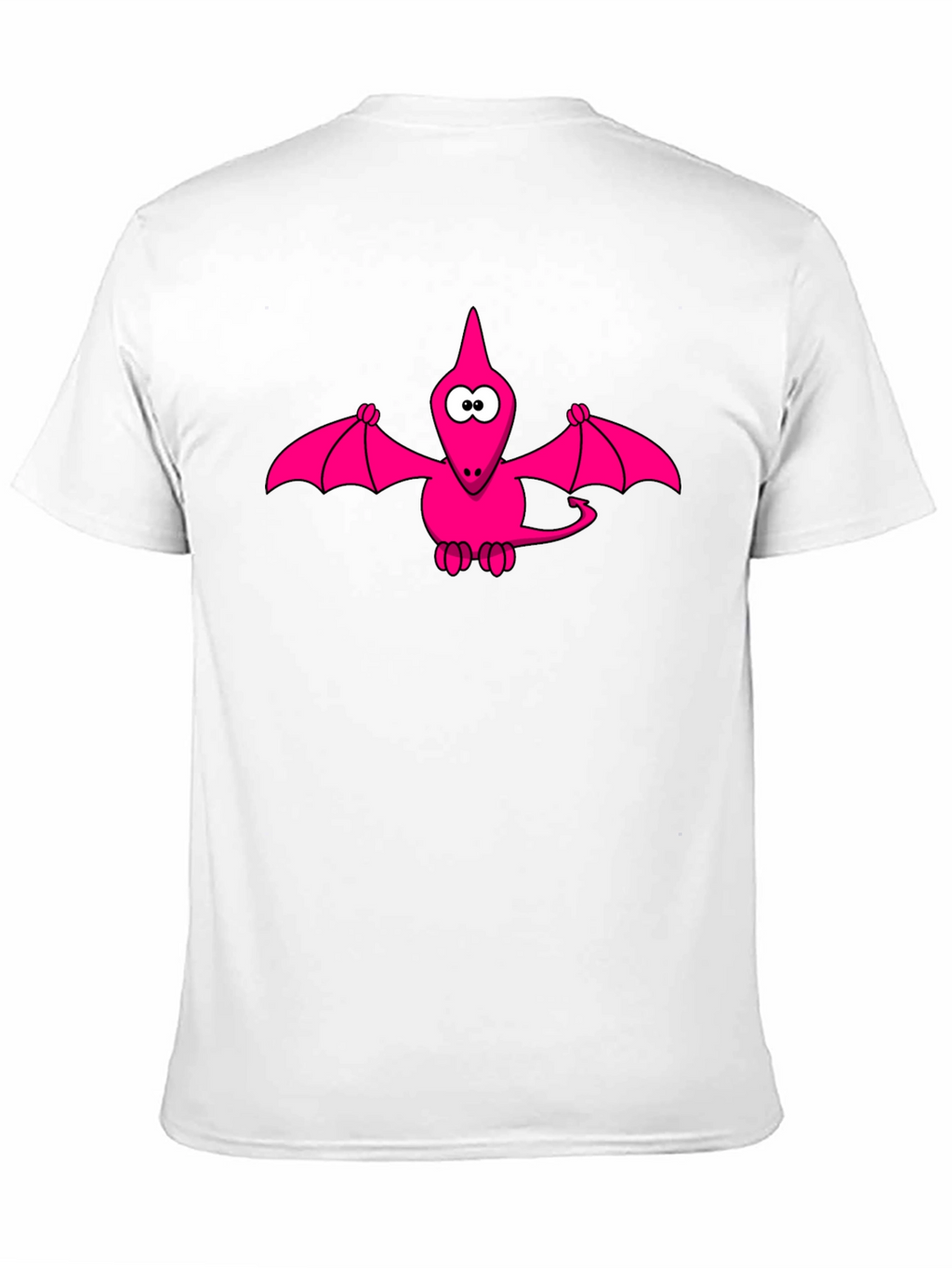 Pink Cartoon Pterodactyl Black T-Shirt