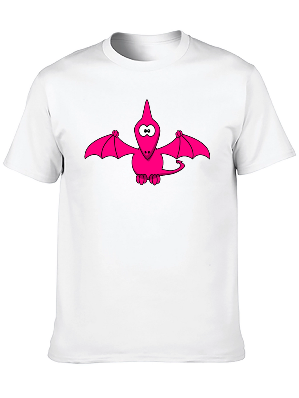 Pink Cartoon Pterodactyl Black T-Shirt