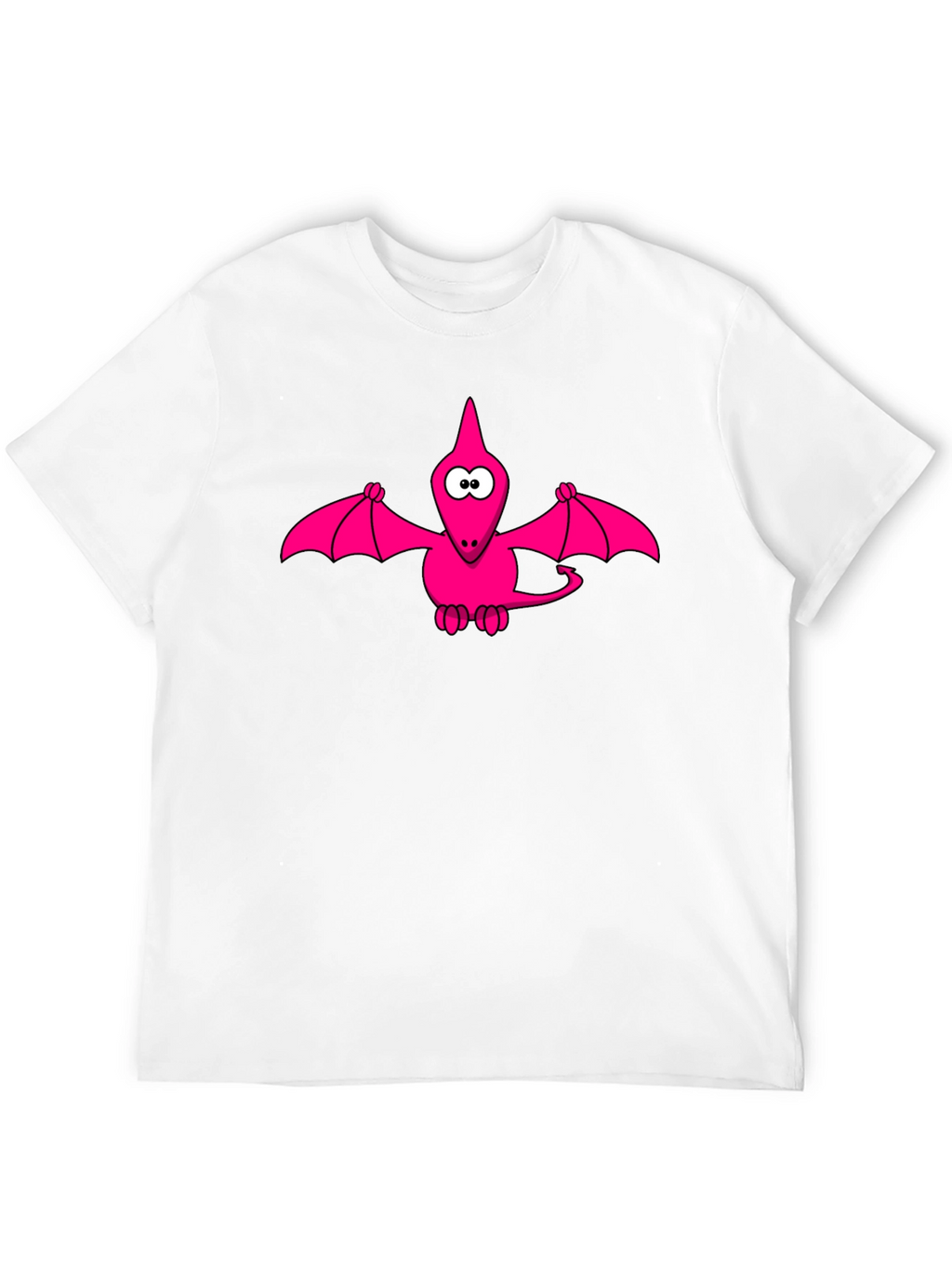 Pink Cartoon Pterodactyl Black T-Shirt