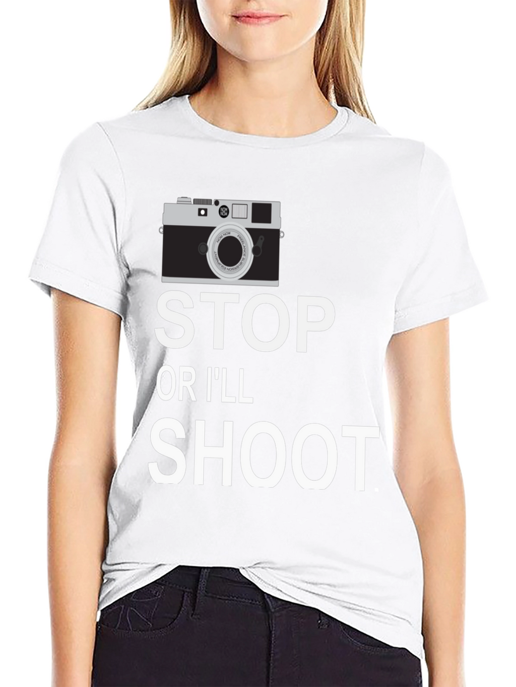 Stop or Ill Shoot Camera Graphic T-Shirt