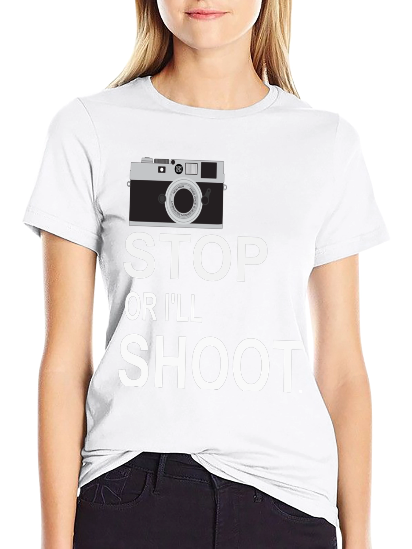 Stop or Ill Shoot Camera Graphic T-Shirt