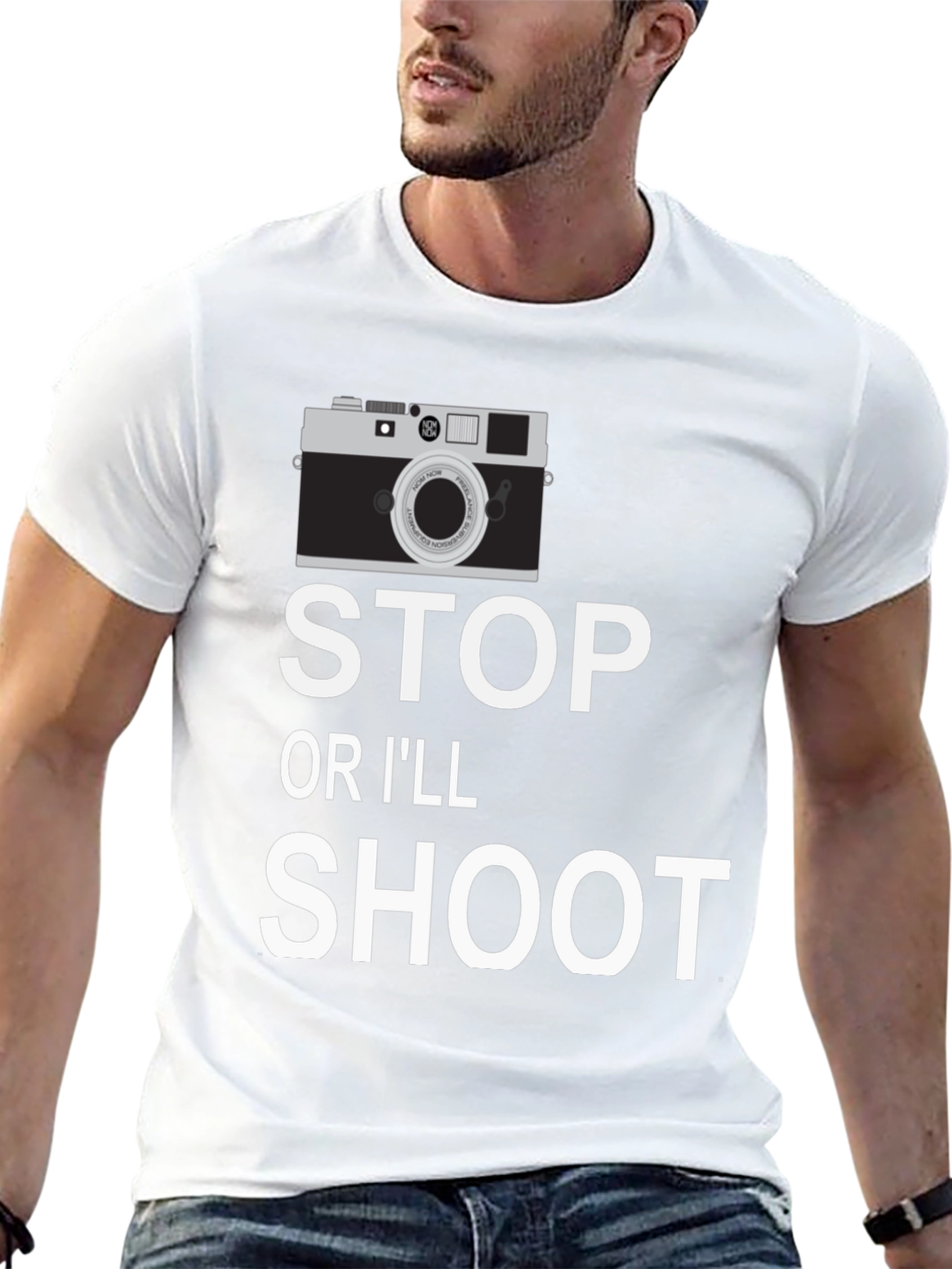Stop or Ill Shoot Camera Graphic T-Shirt