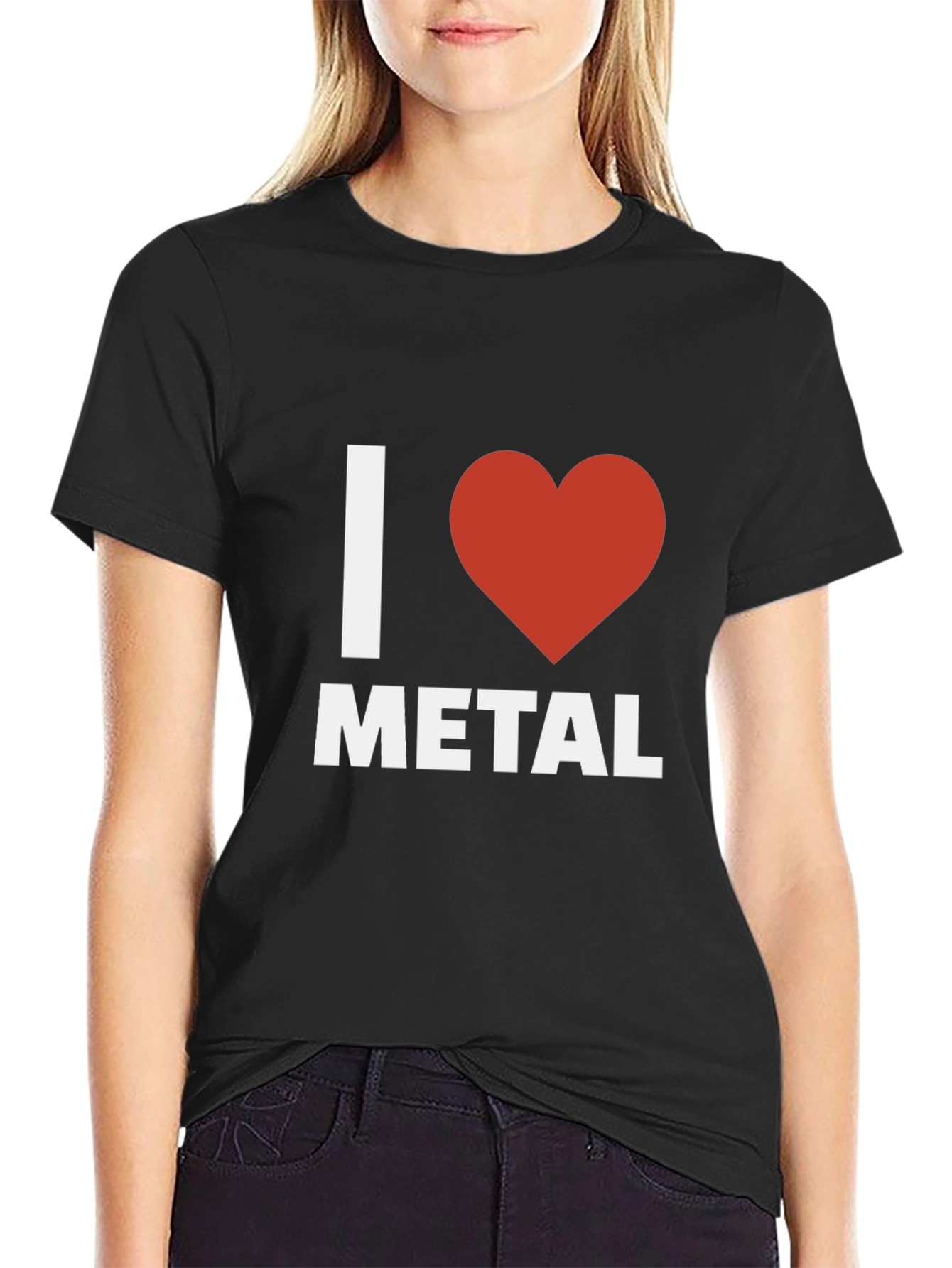 I Heart Metal Graphic Tee - Black Cotton T-Shirt