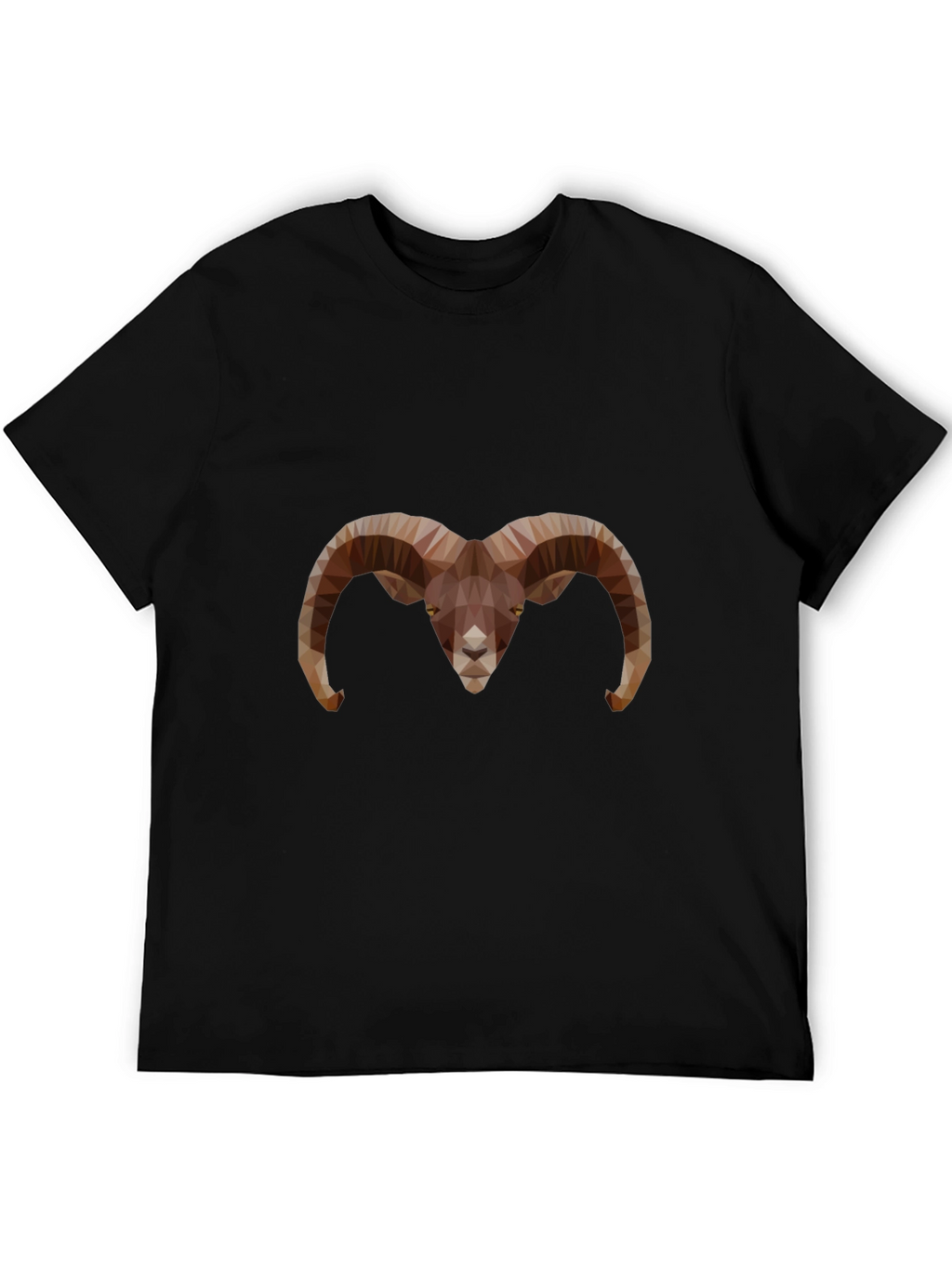 Geometric Ram Head Graphic Tee - Black