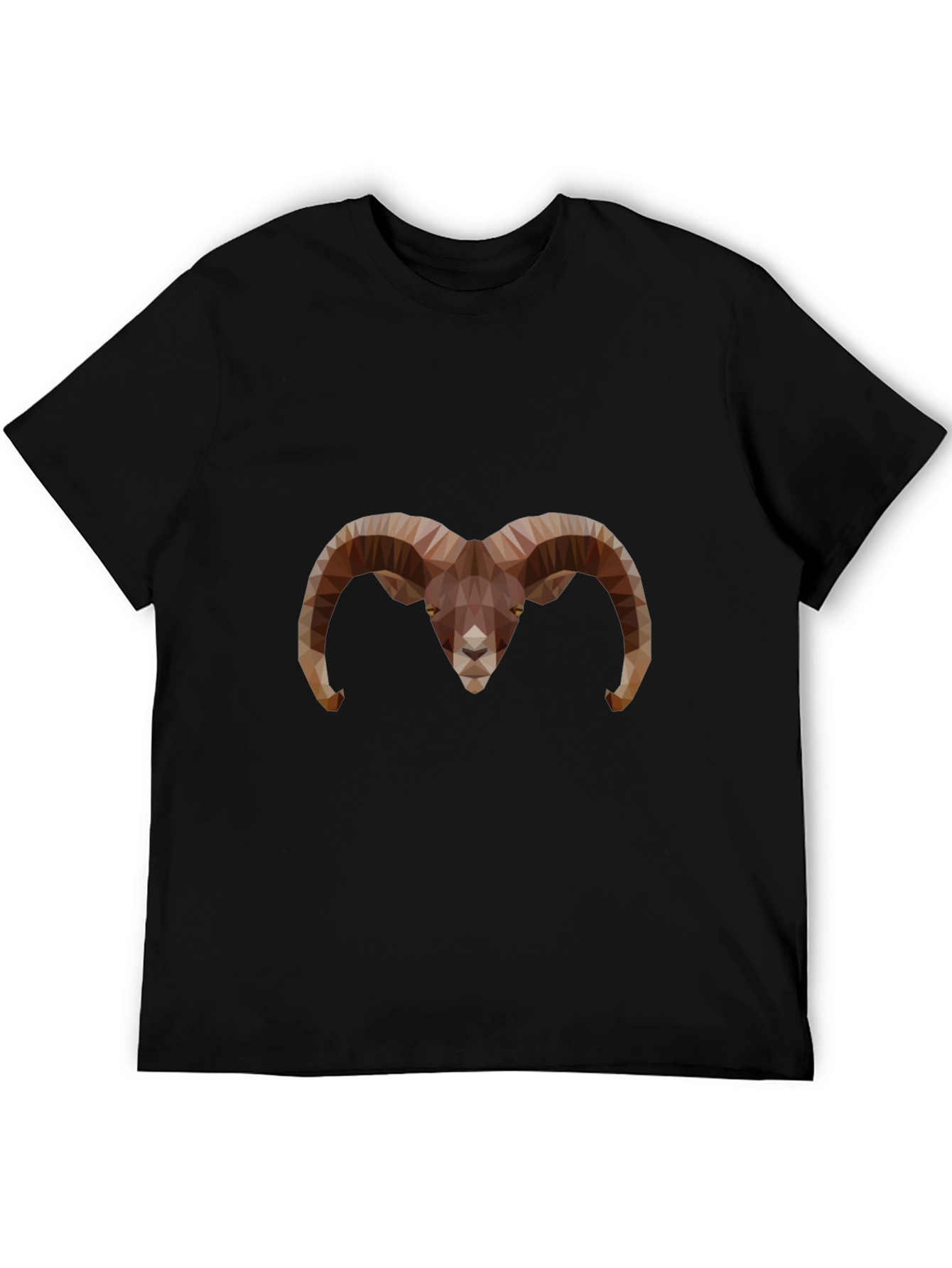 Geometric Ram Head Graphic Tee - Black