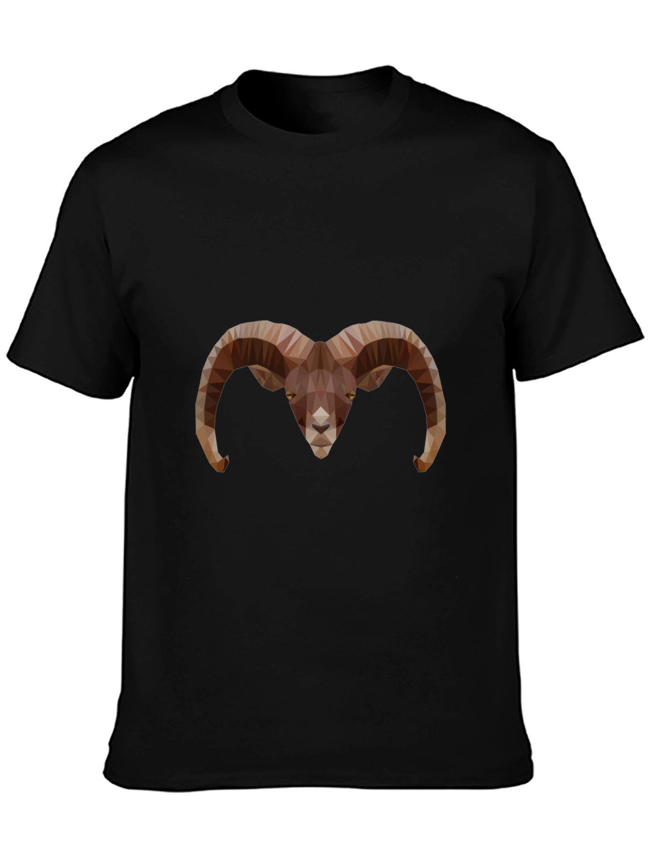 Geometric Ram Head Graphic Tee - Black